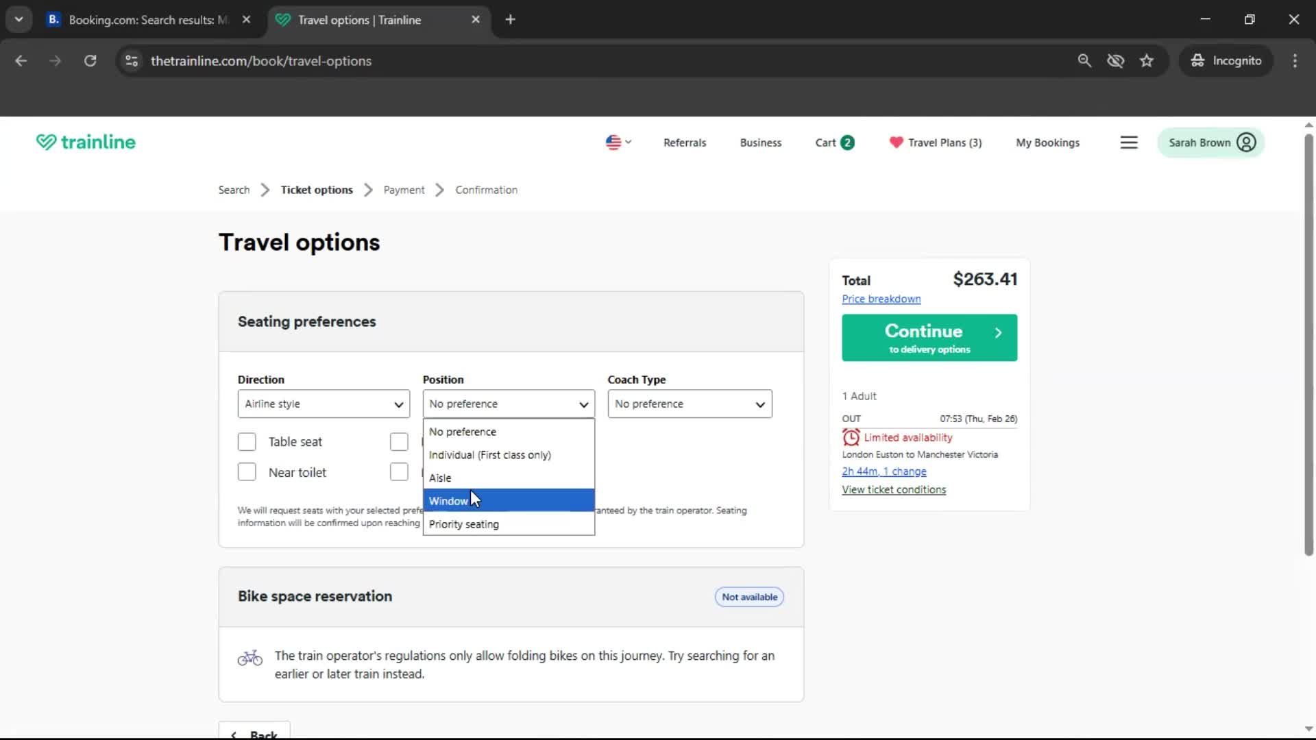 Booking transport screenshot