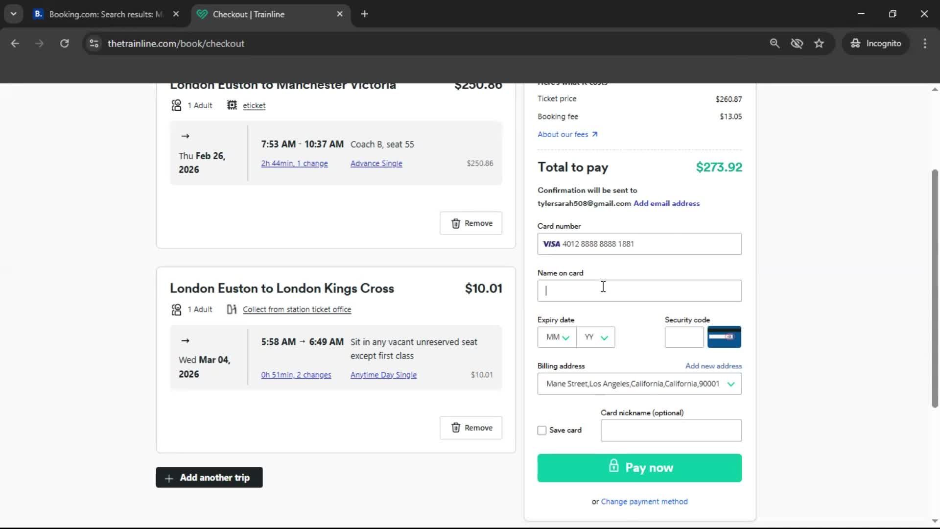 Booking transport screenshot