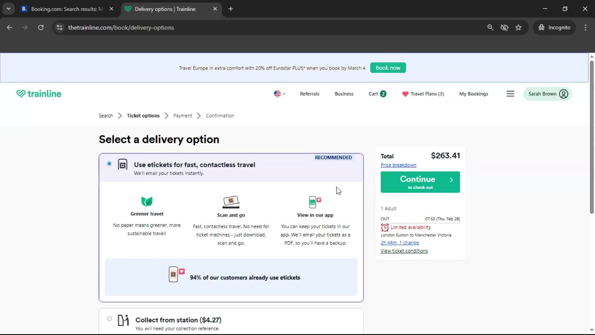 Booking transport screenshot