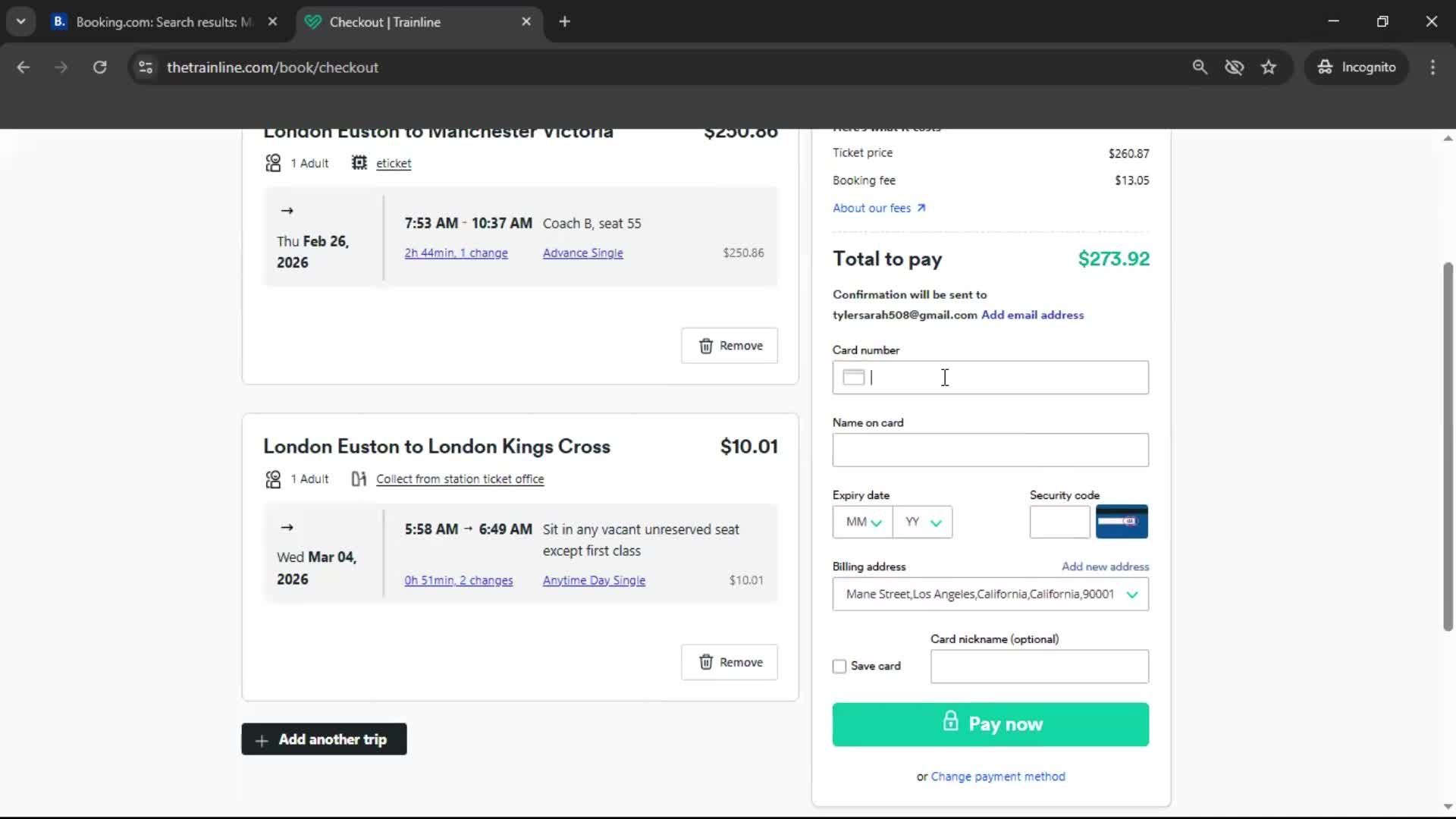 Booking transport screenshot