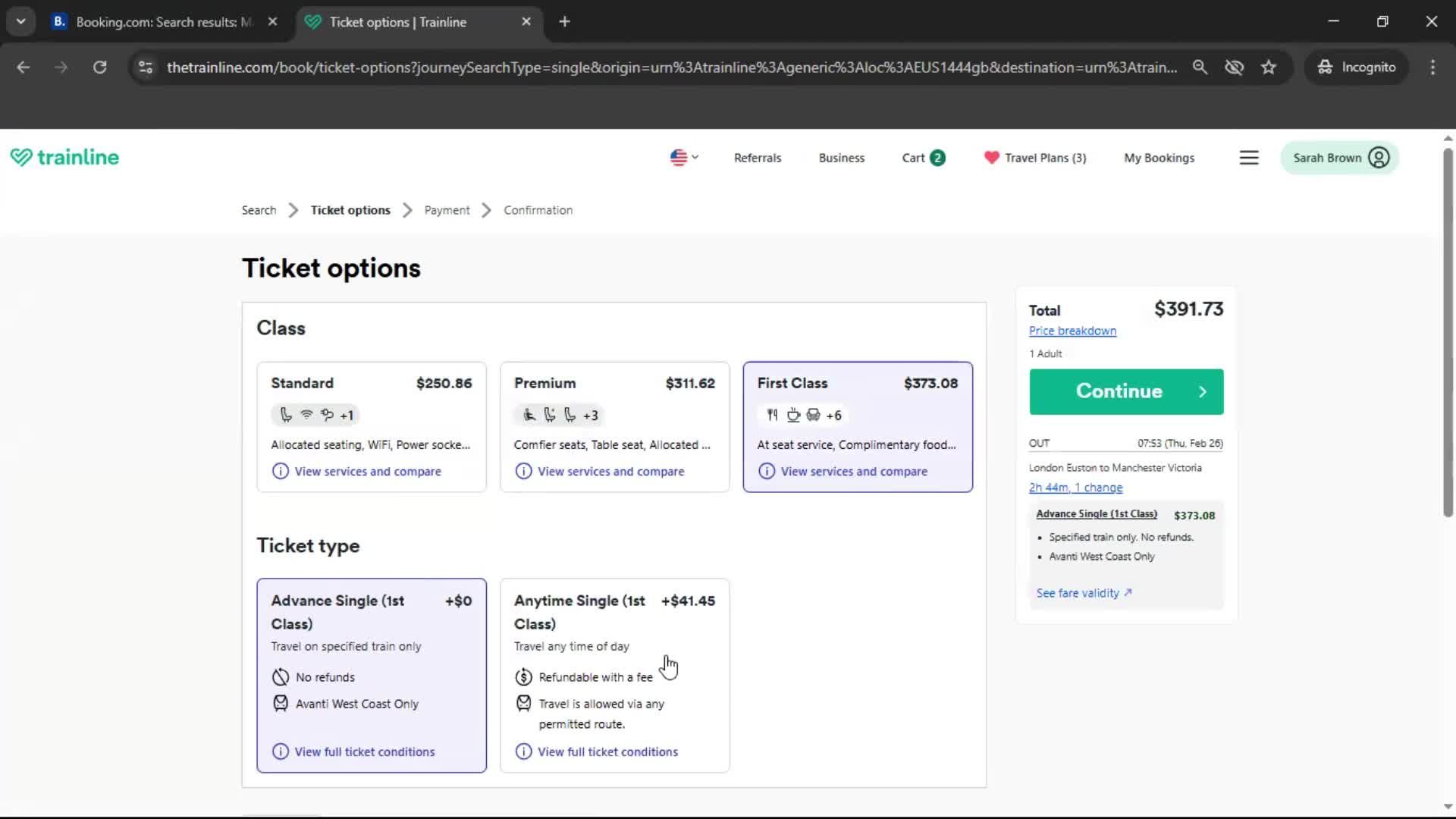 Booking transport screenshot