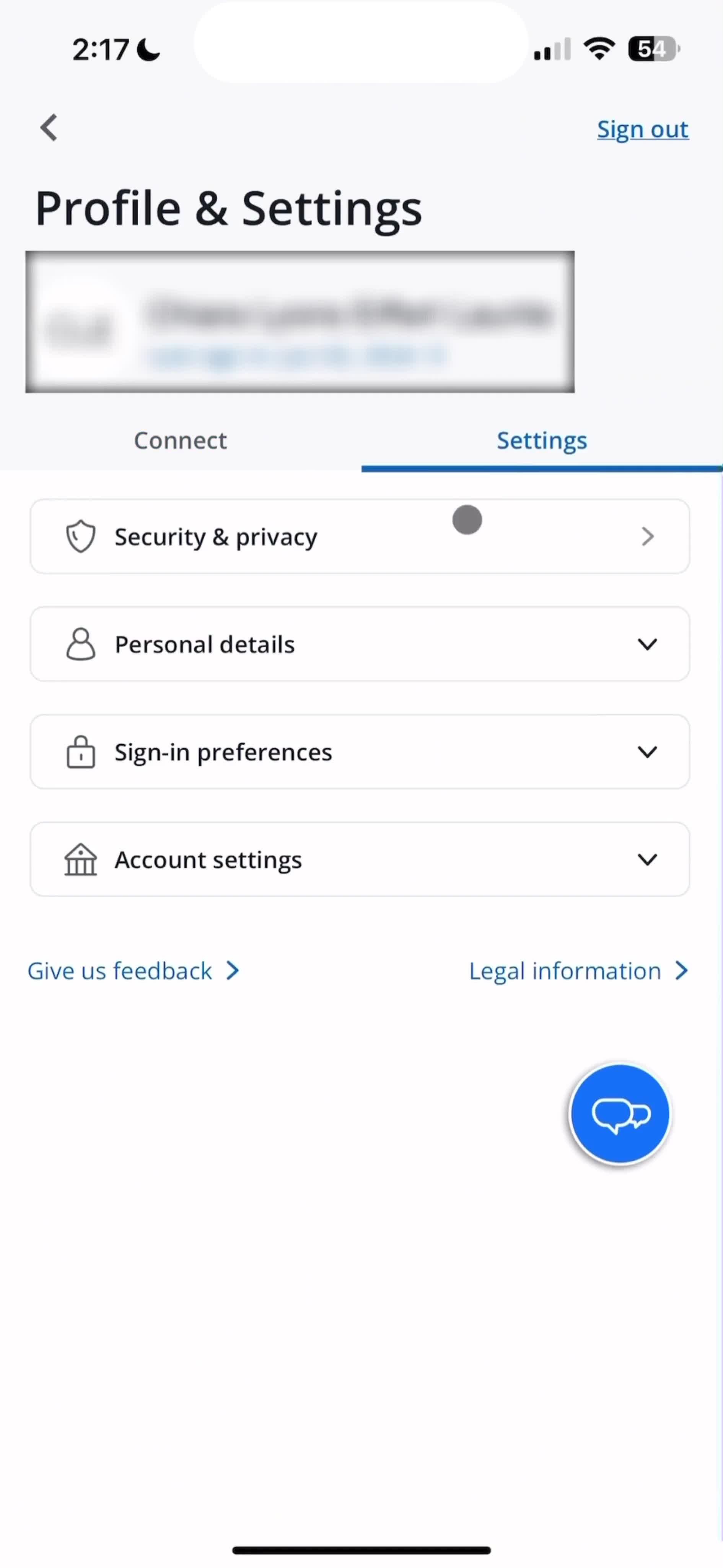 Privacy settings screenshot