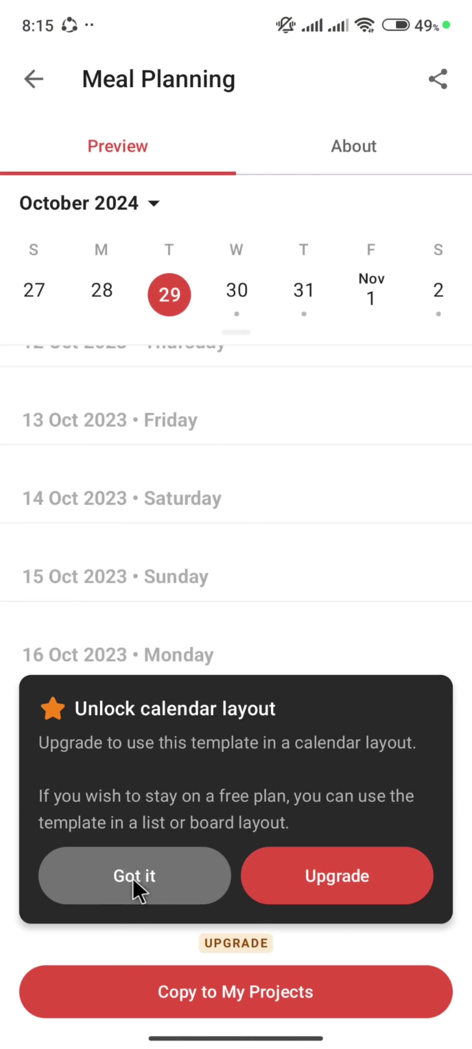 Browsing templates screenshot