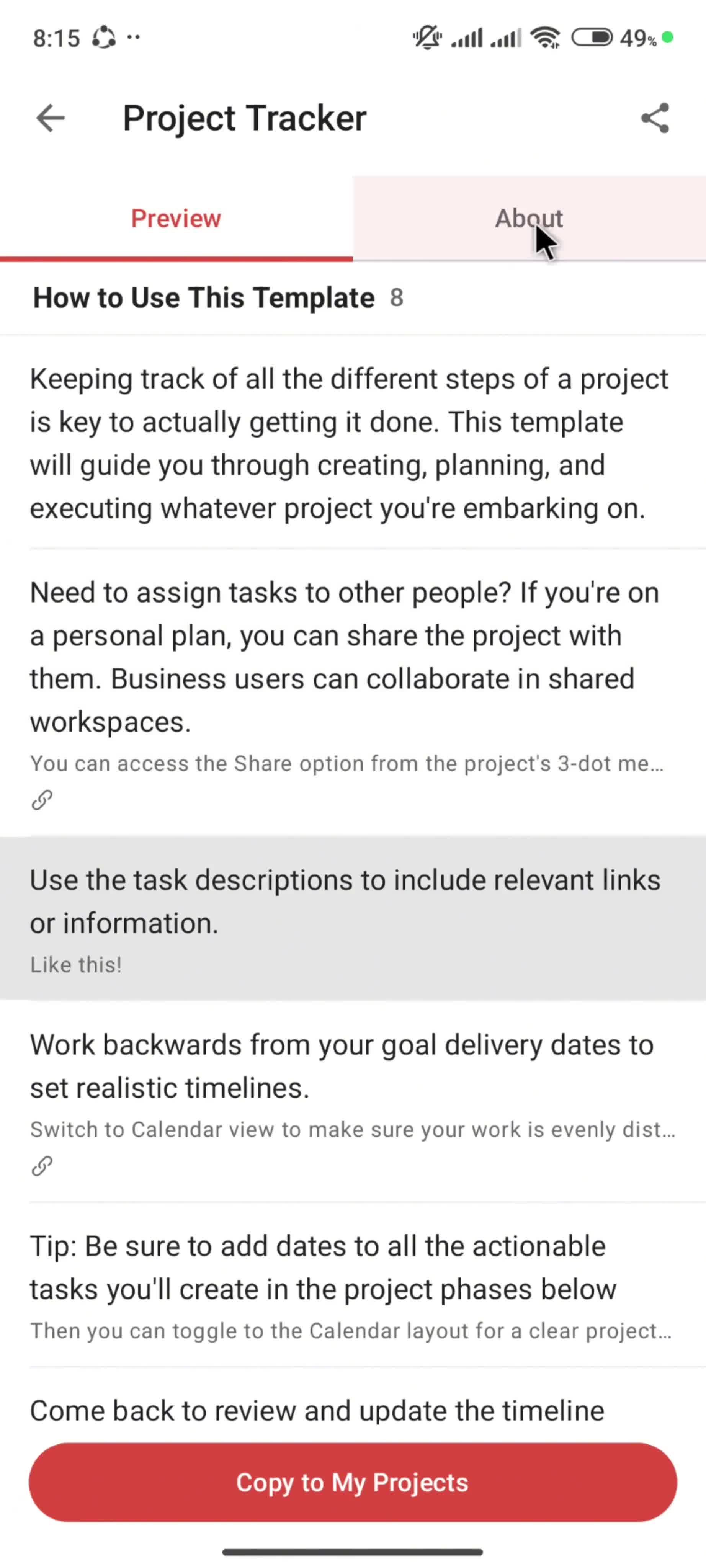 Browsing templates screenshot