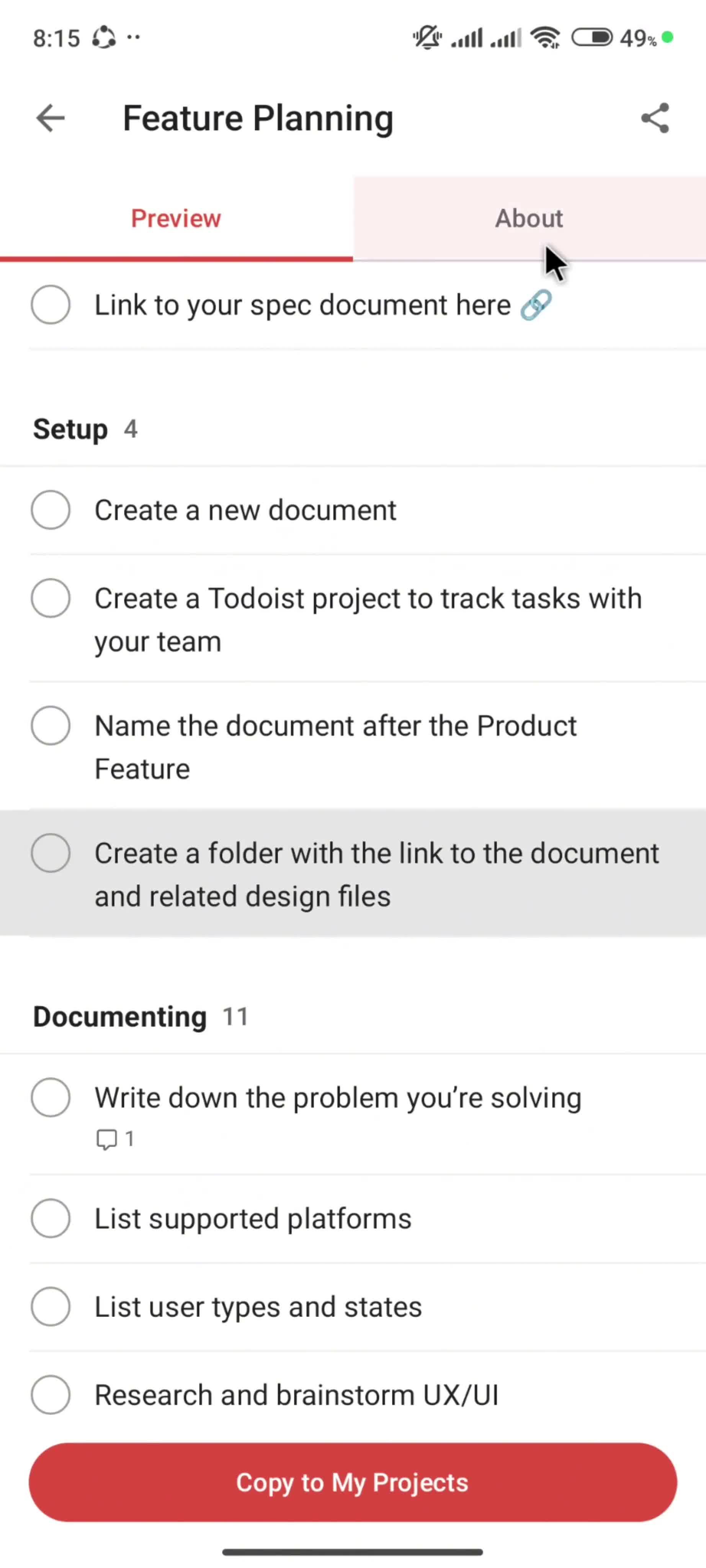 Browsing templates screenshot