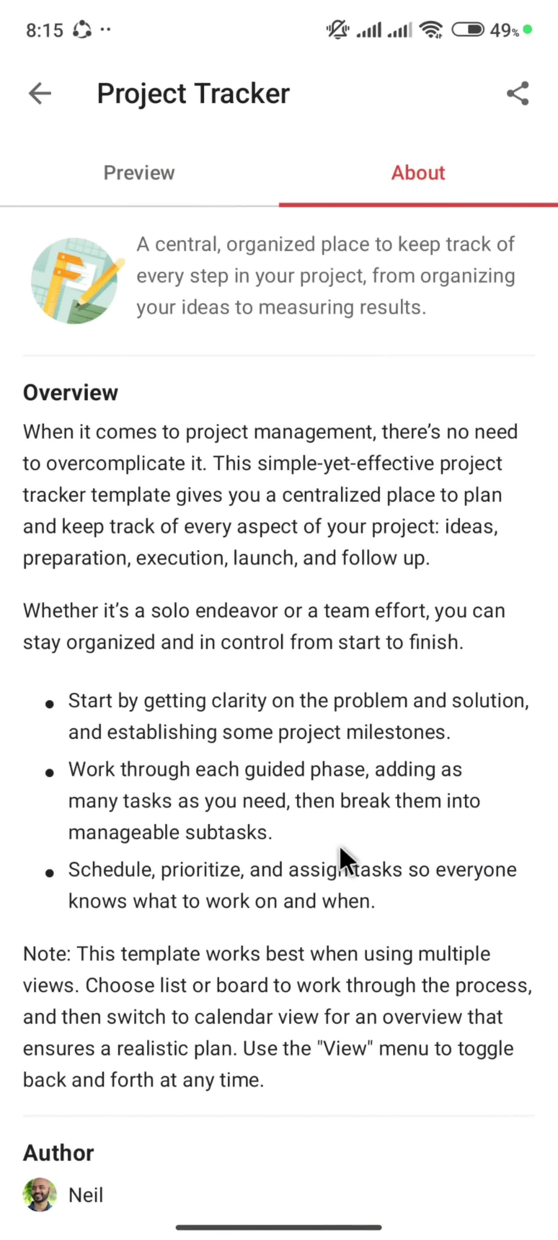 Browsing templates screenshot