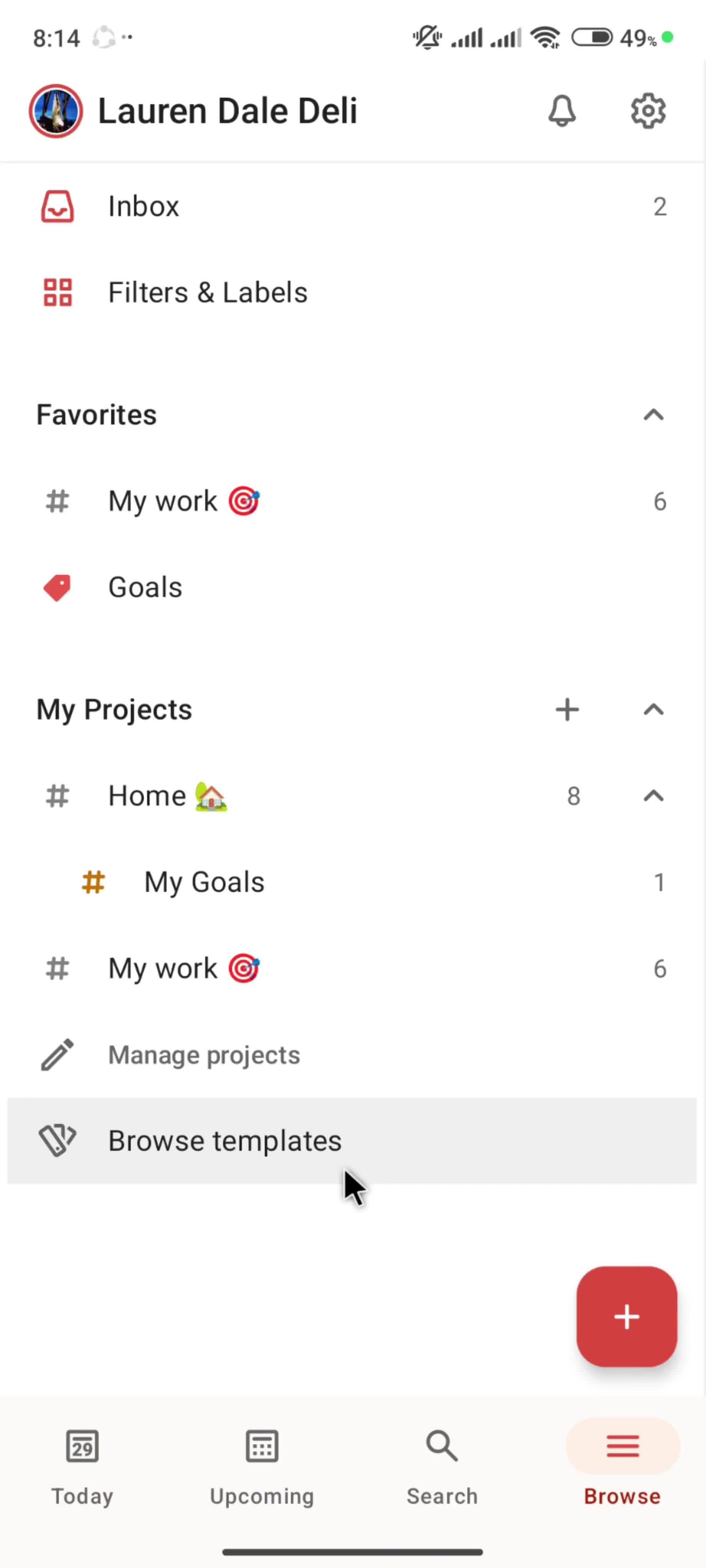 Browsing templates screenshot