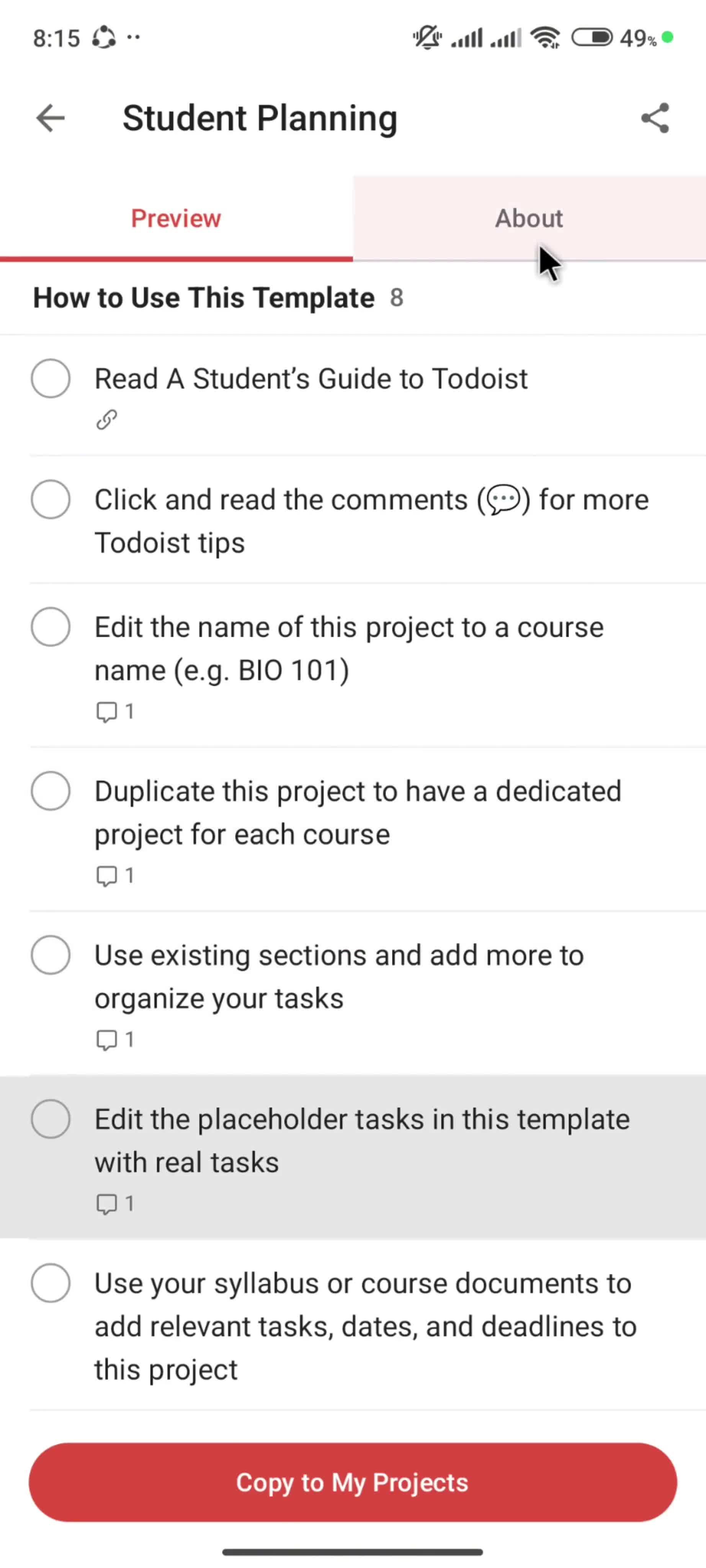 Browsing templates screenshot