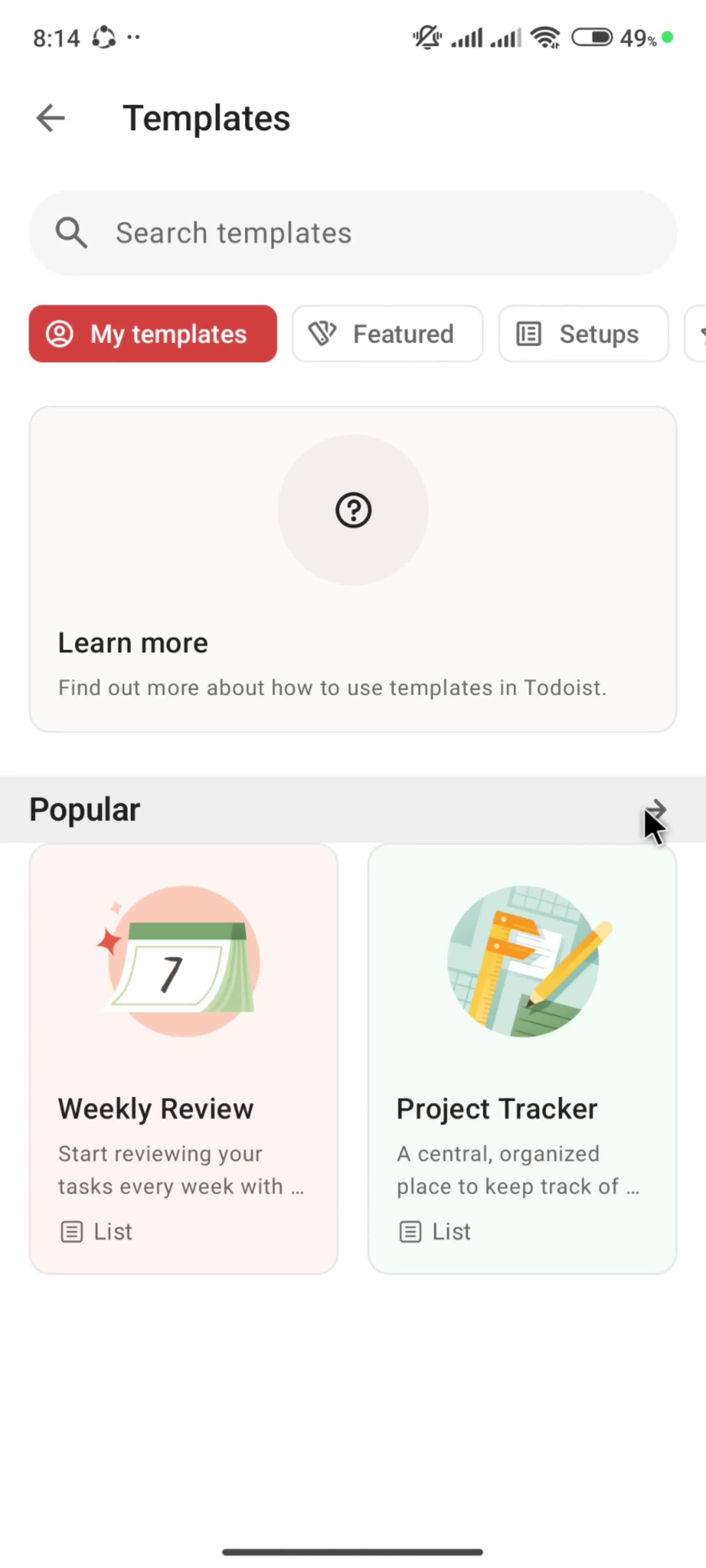 Browsing templates screenshot