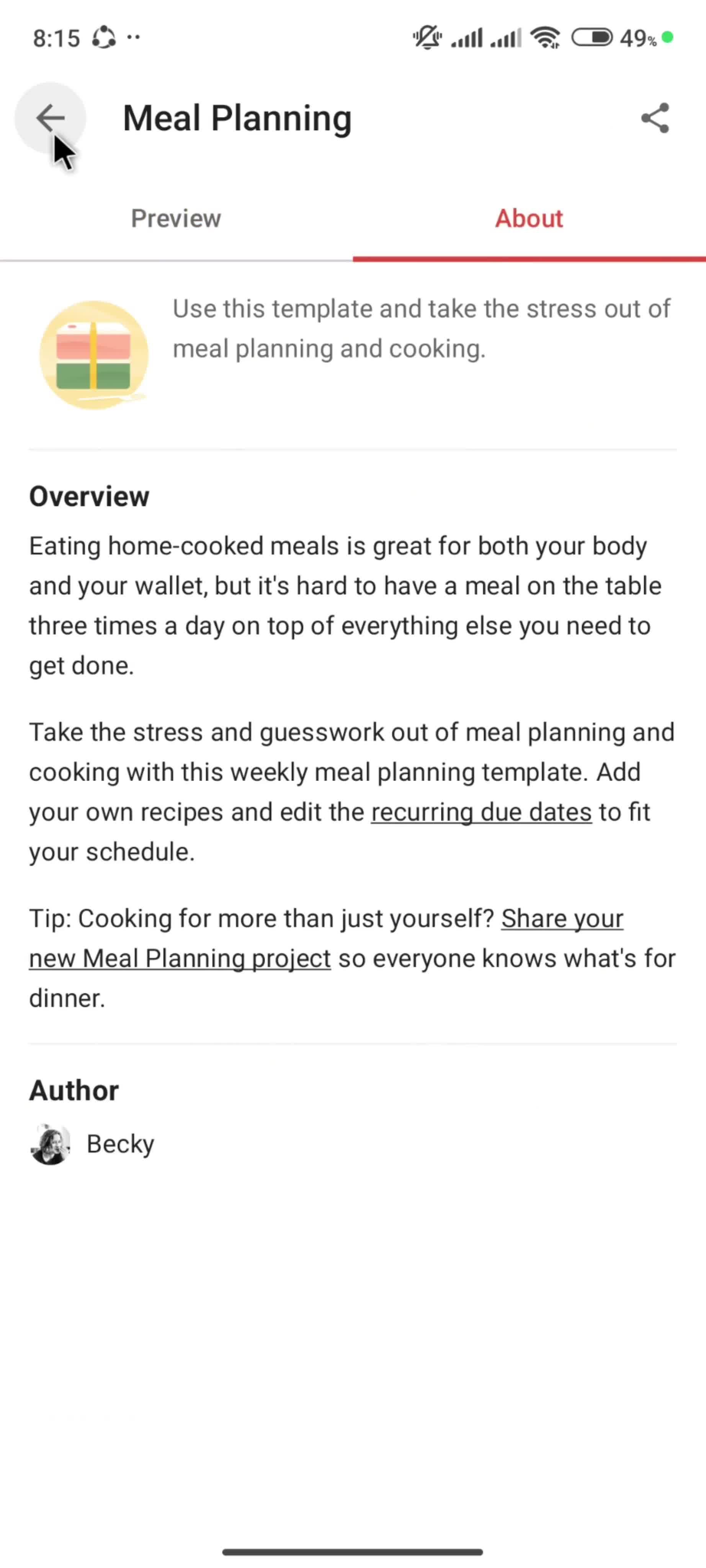 Browsing templates screenshot