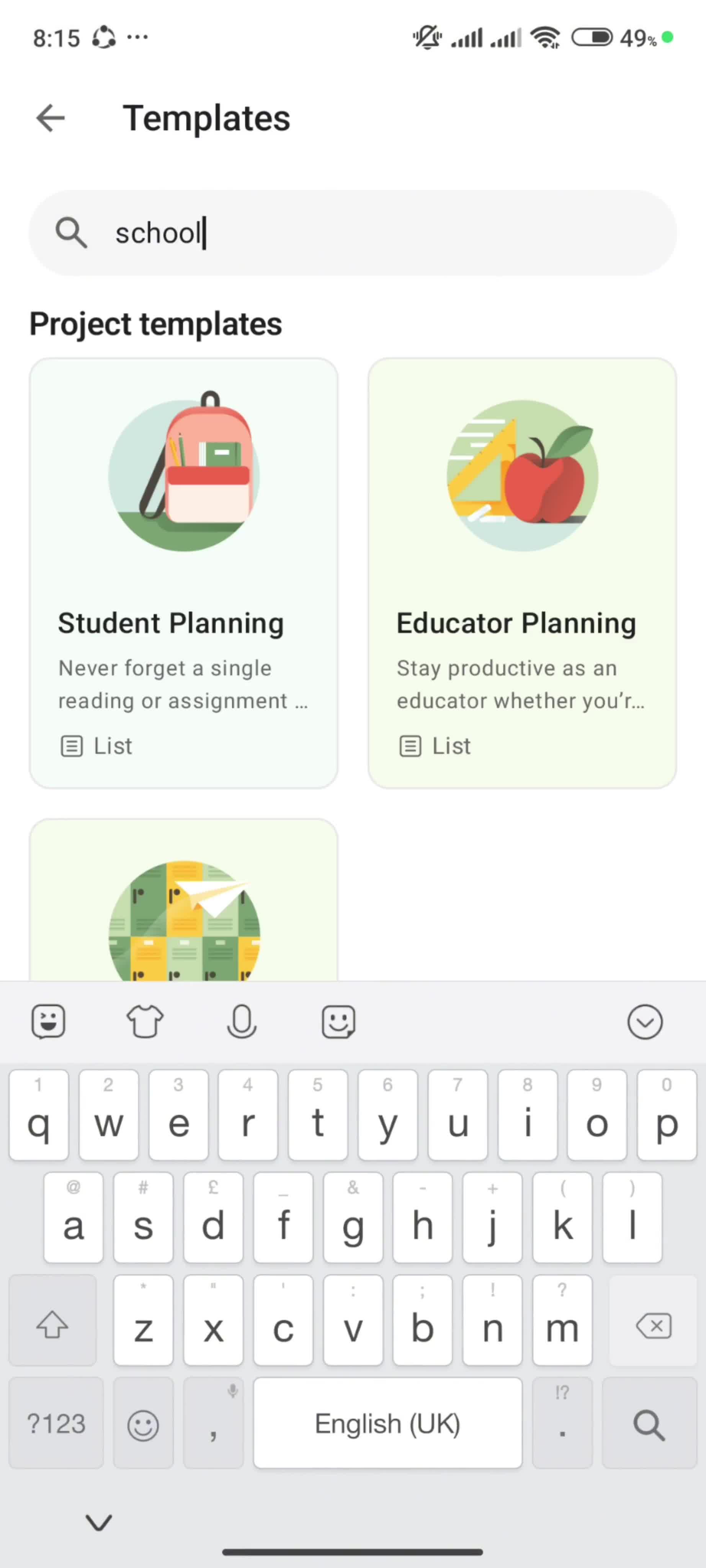 Browsing templates screenshot
