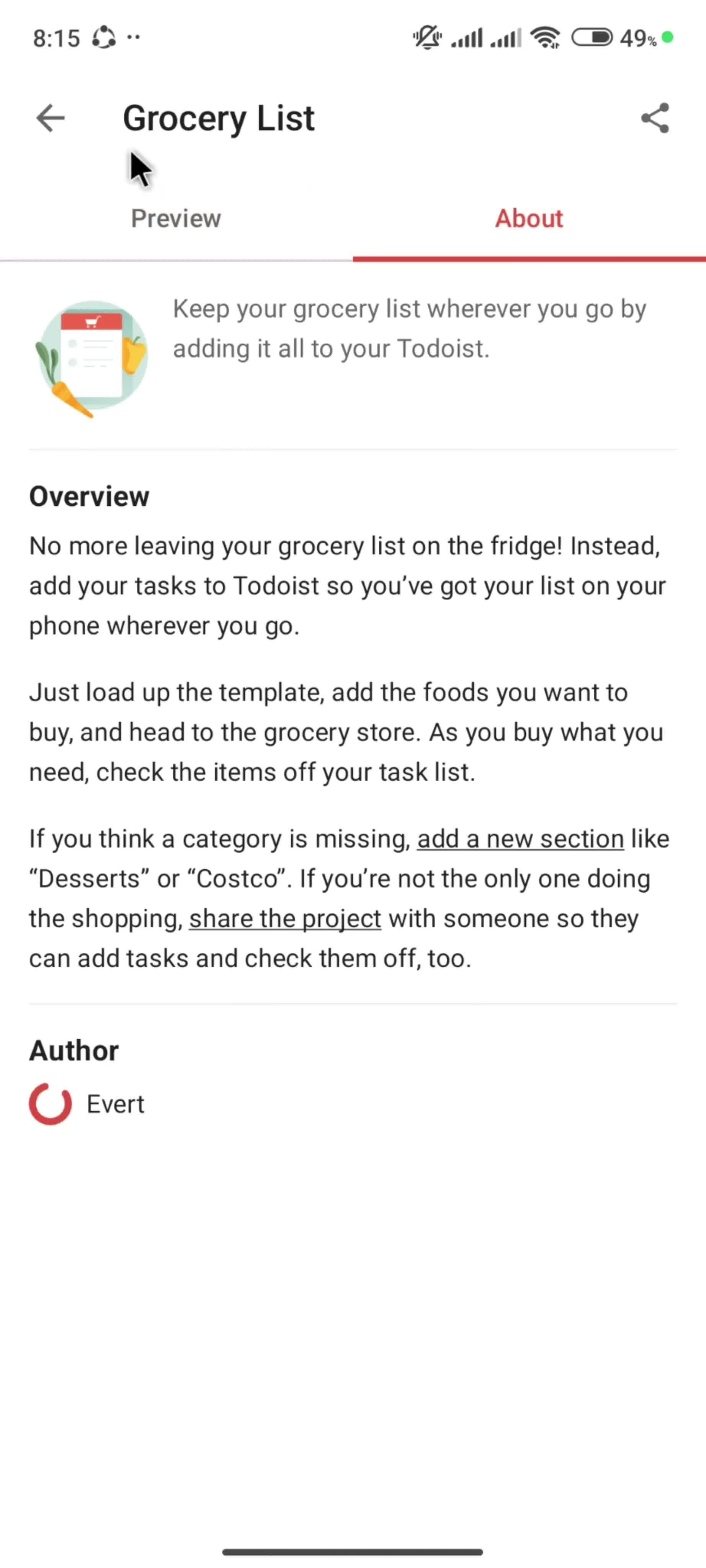 Browsing templates screenshot