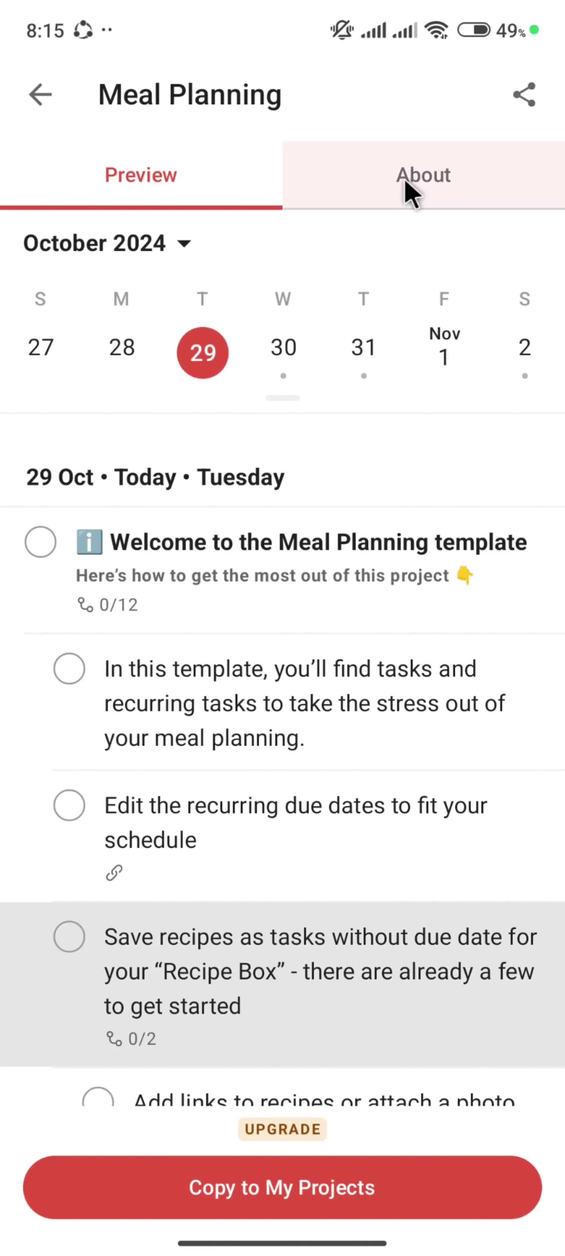 Browsing templates screenshot