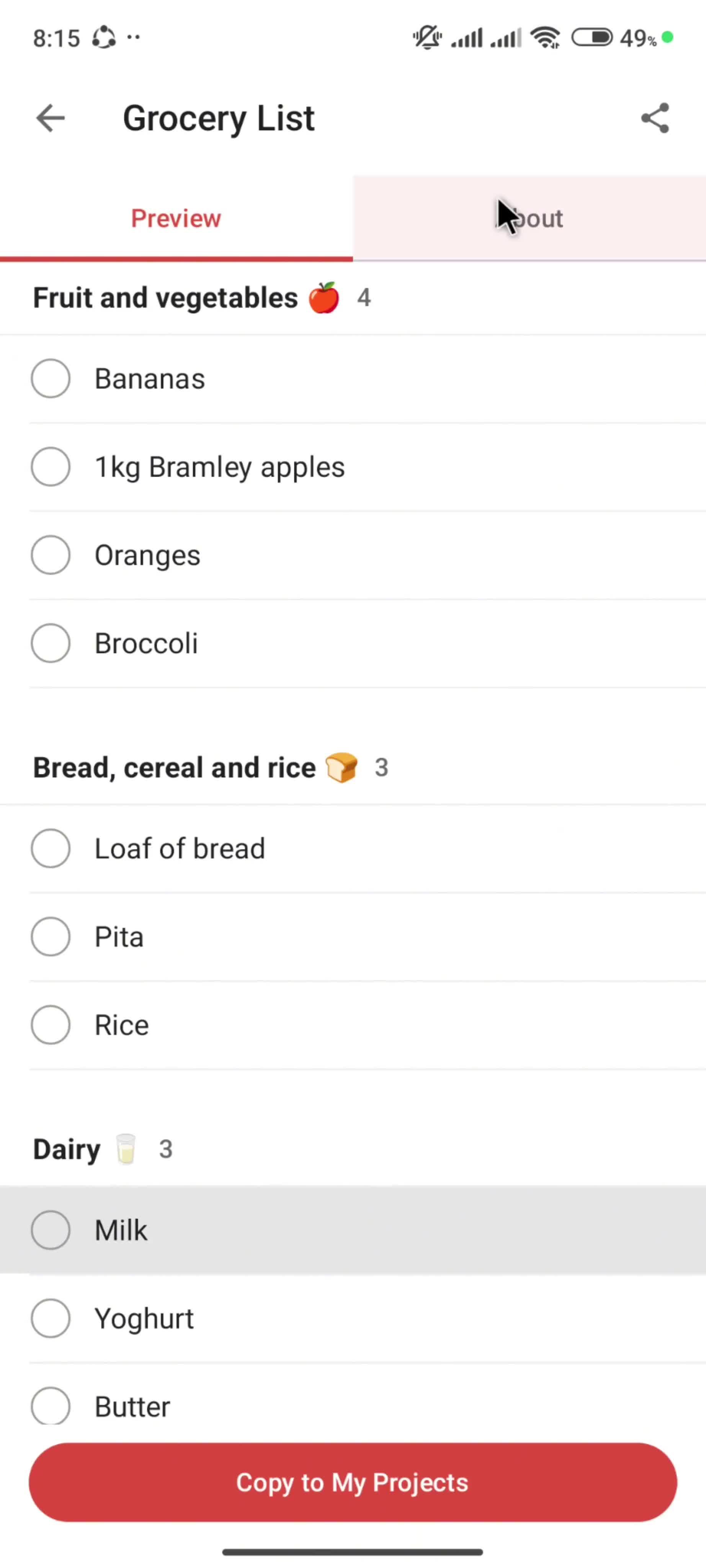 Browsing templates screenshot