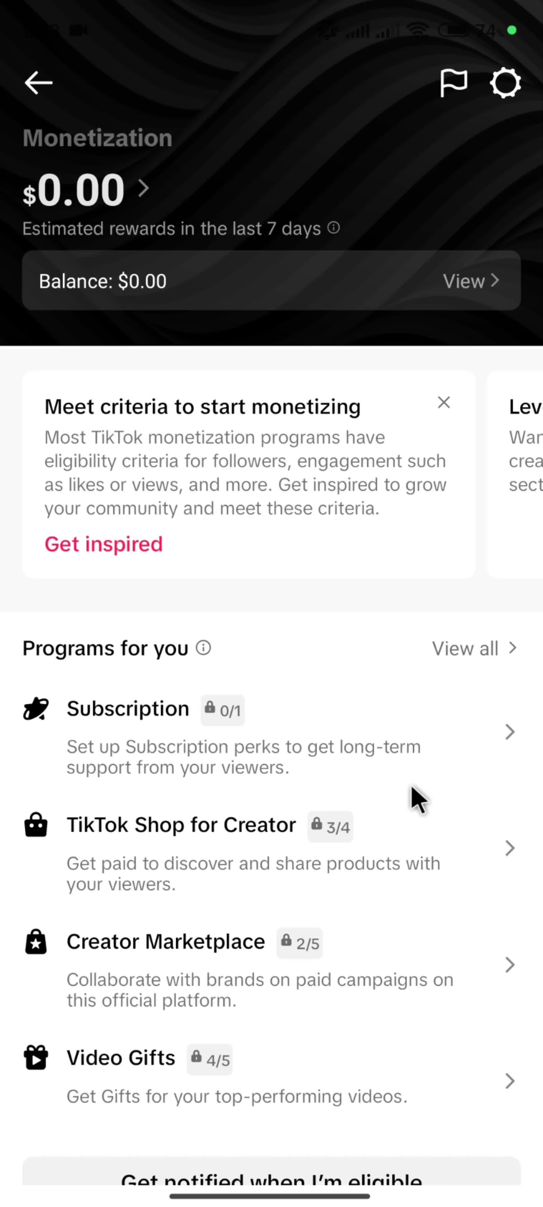 Browsing Tiktok studio screenshot