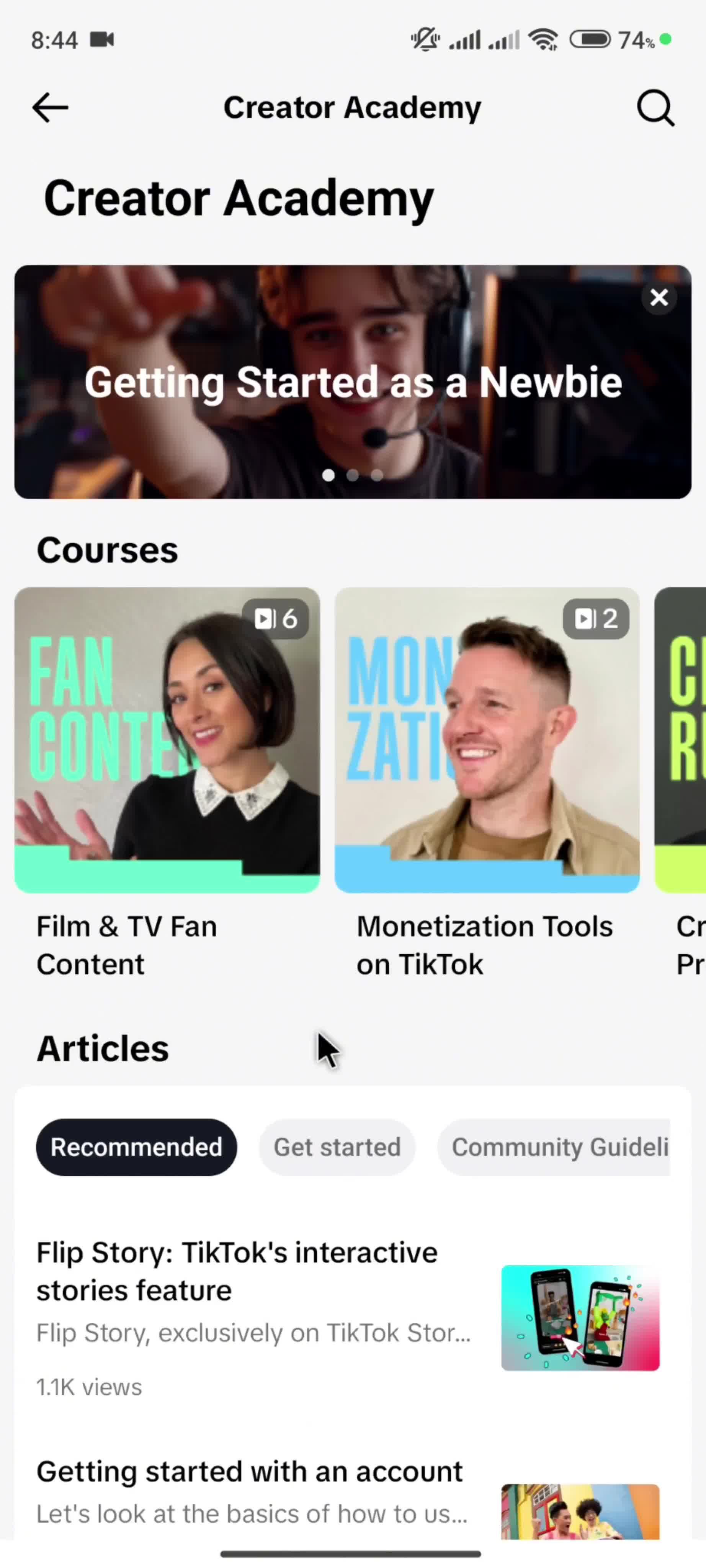 Browsing Tiktok studio on TikTok video thumbnail