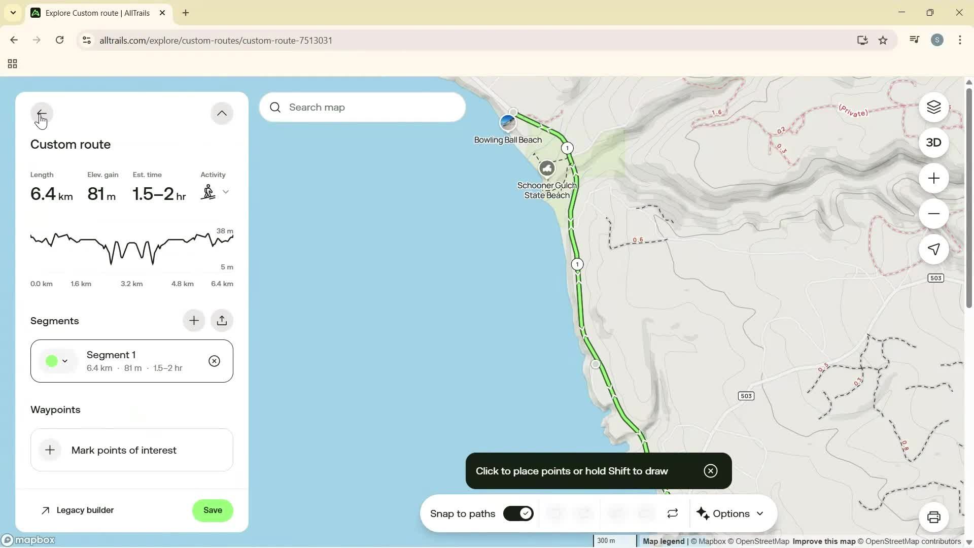 Creating a route screenshot