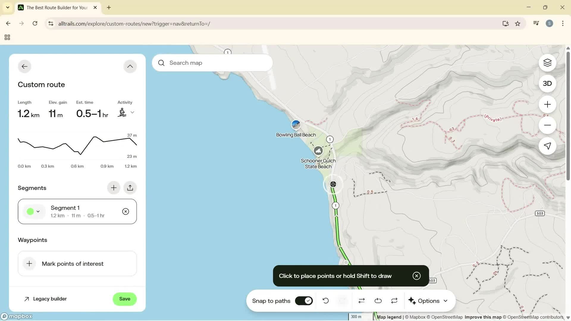 Creating a route screenshot
