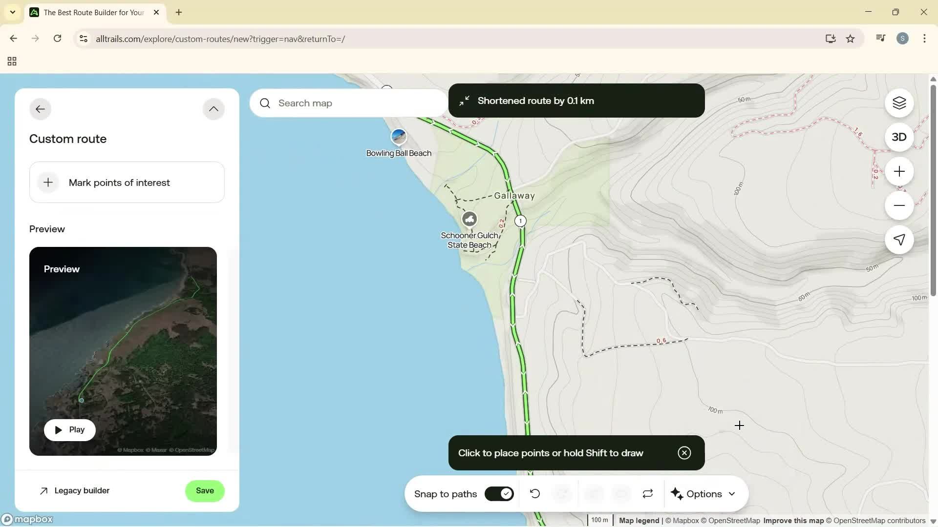 Creating a route screenshot