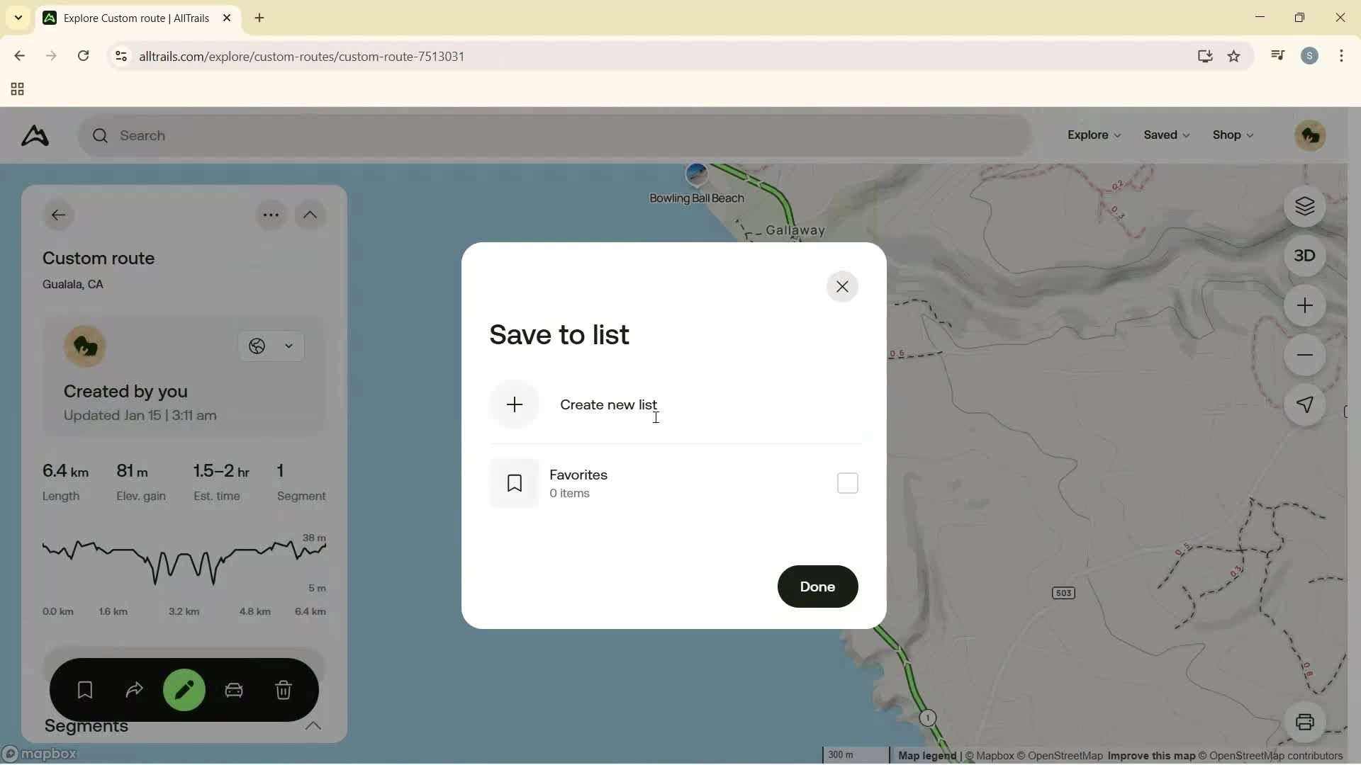 Creating a route screenshot