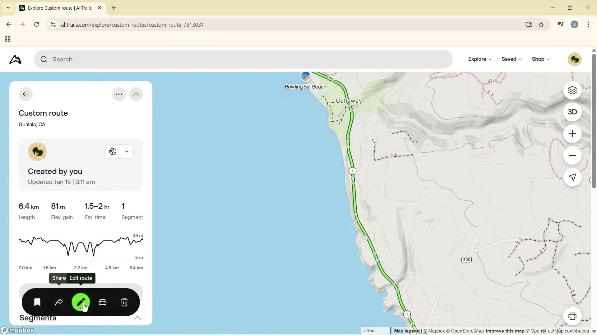 Creating a route screenshot