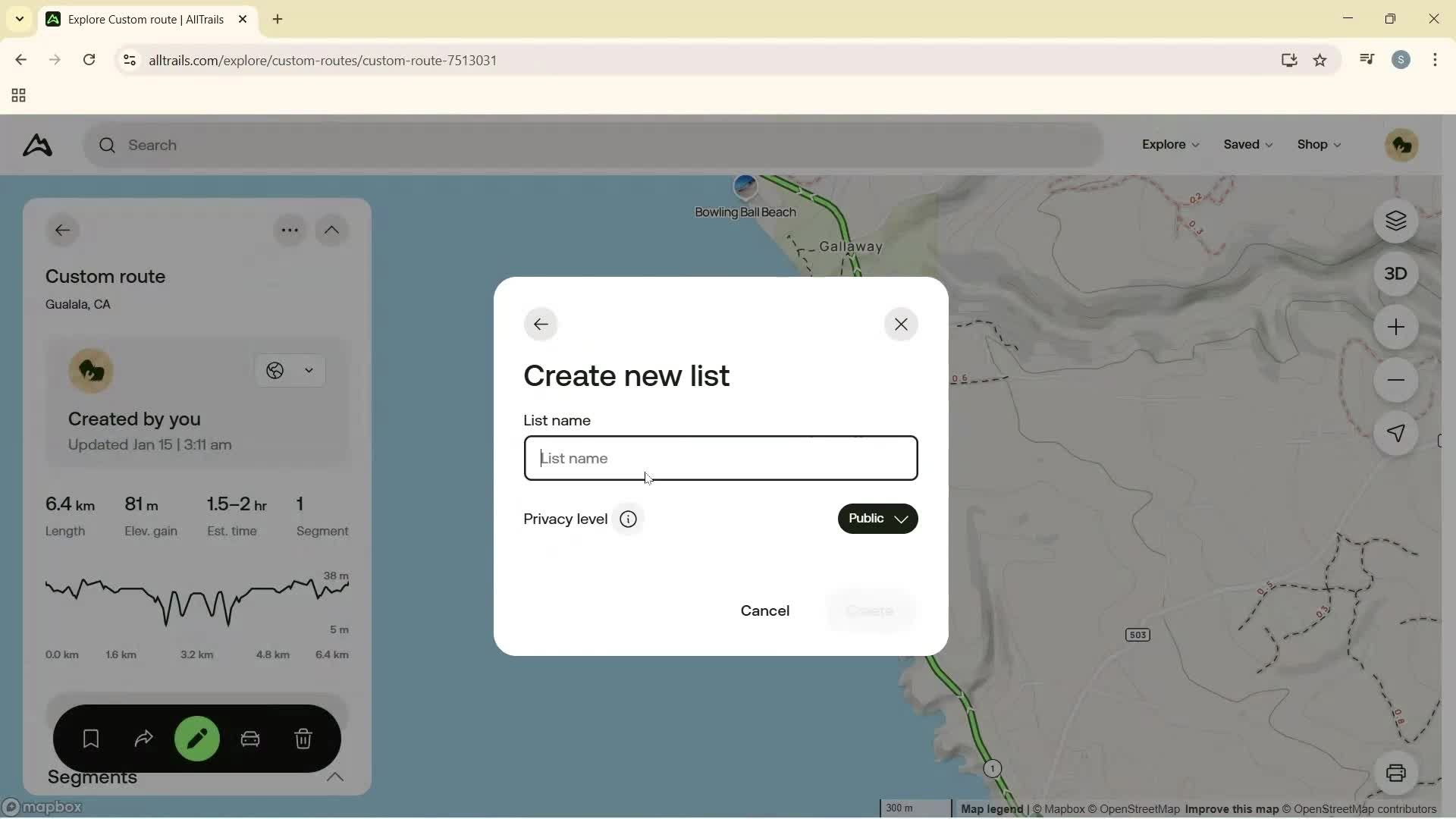 Creating a route screenshot