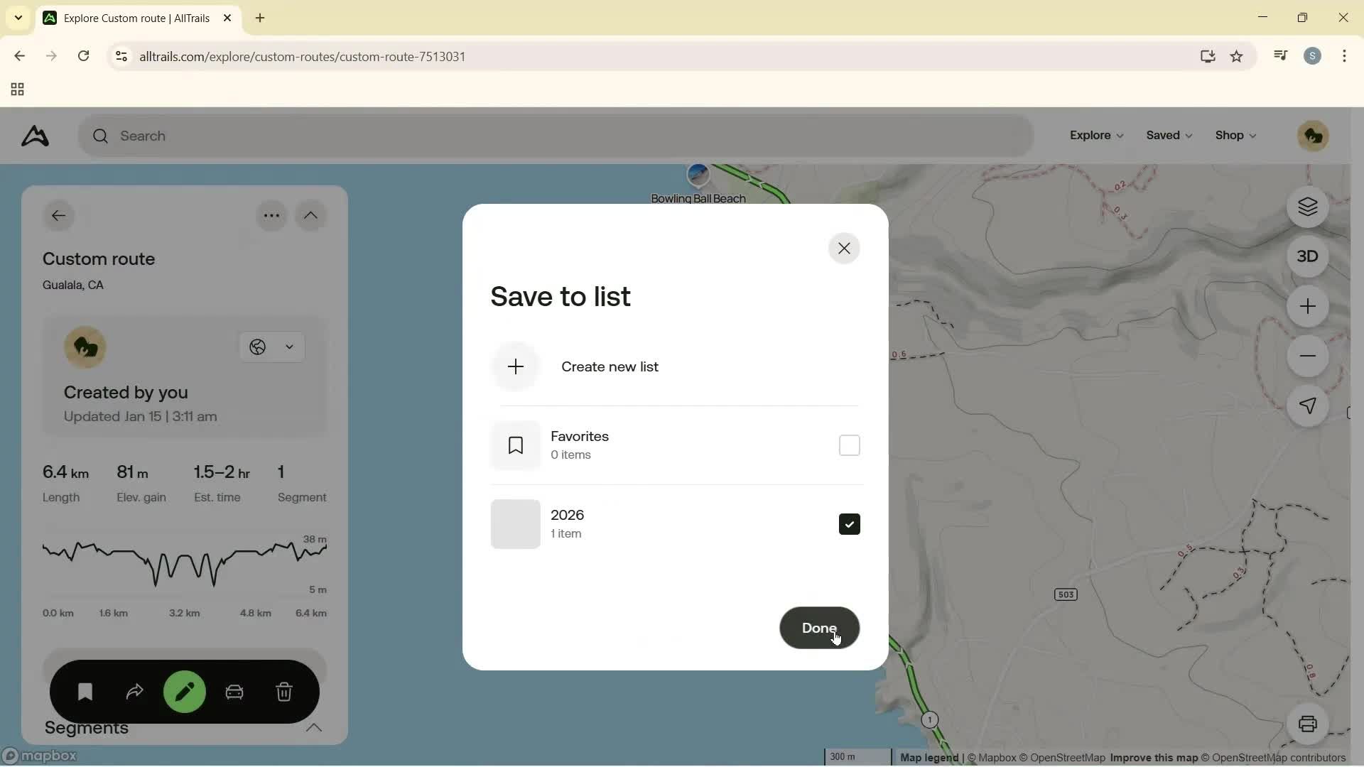 Creating a route screenshot