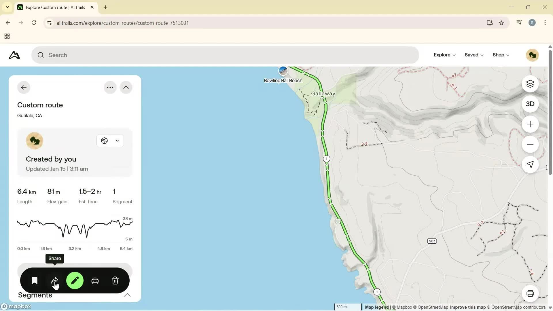 Creating a route screenshot
