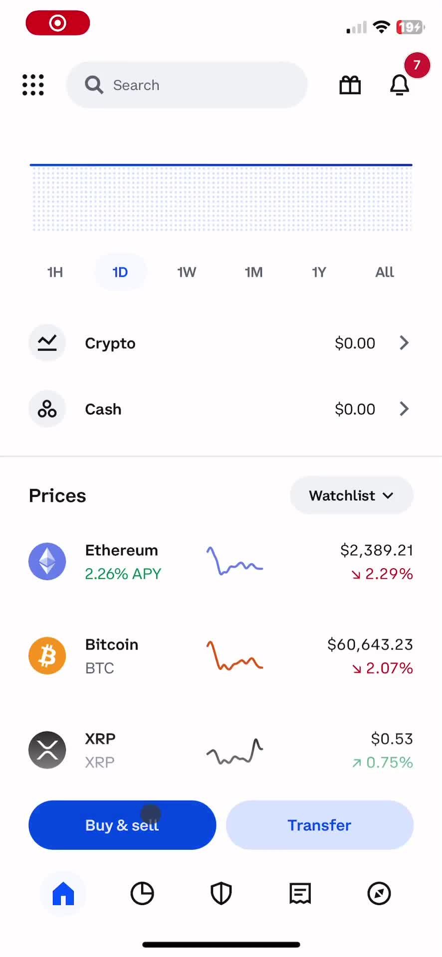 Buying crypto currency screenshot