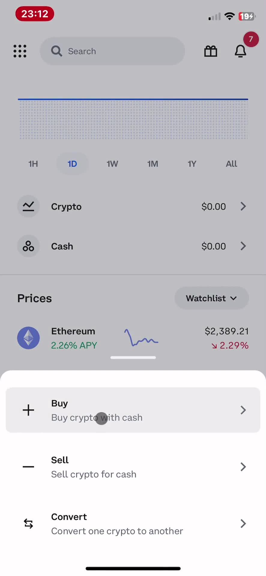 Buying crypto currency screenshot