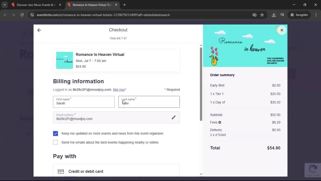 Buying a ticket screenshot