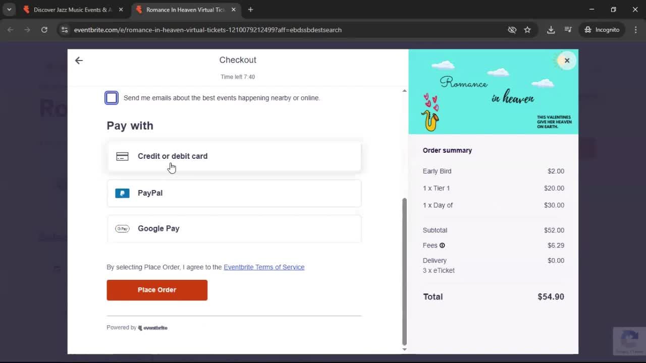 Buying a ticket screenshot