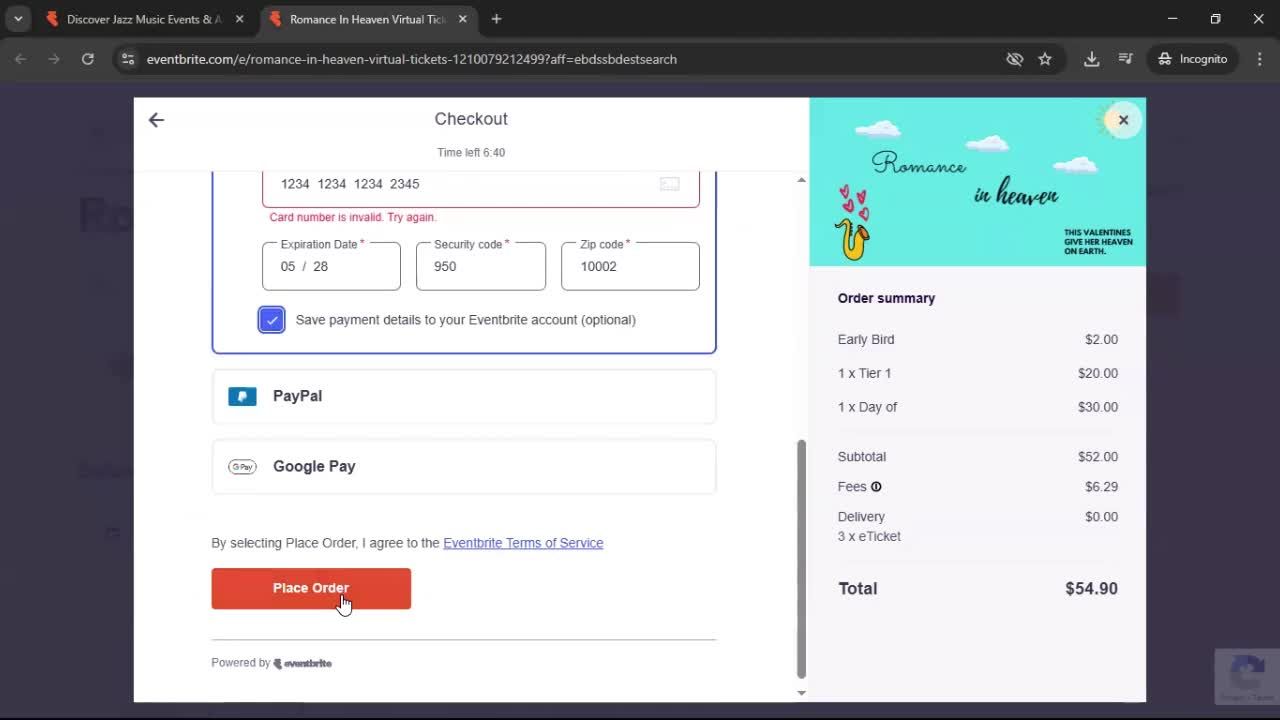 Buying a ticket screenshot