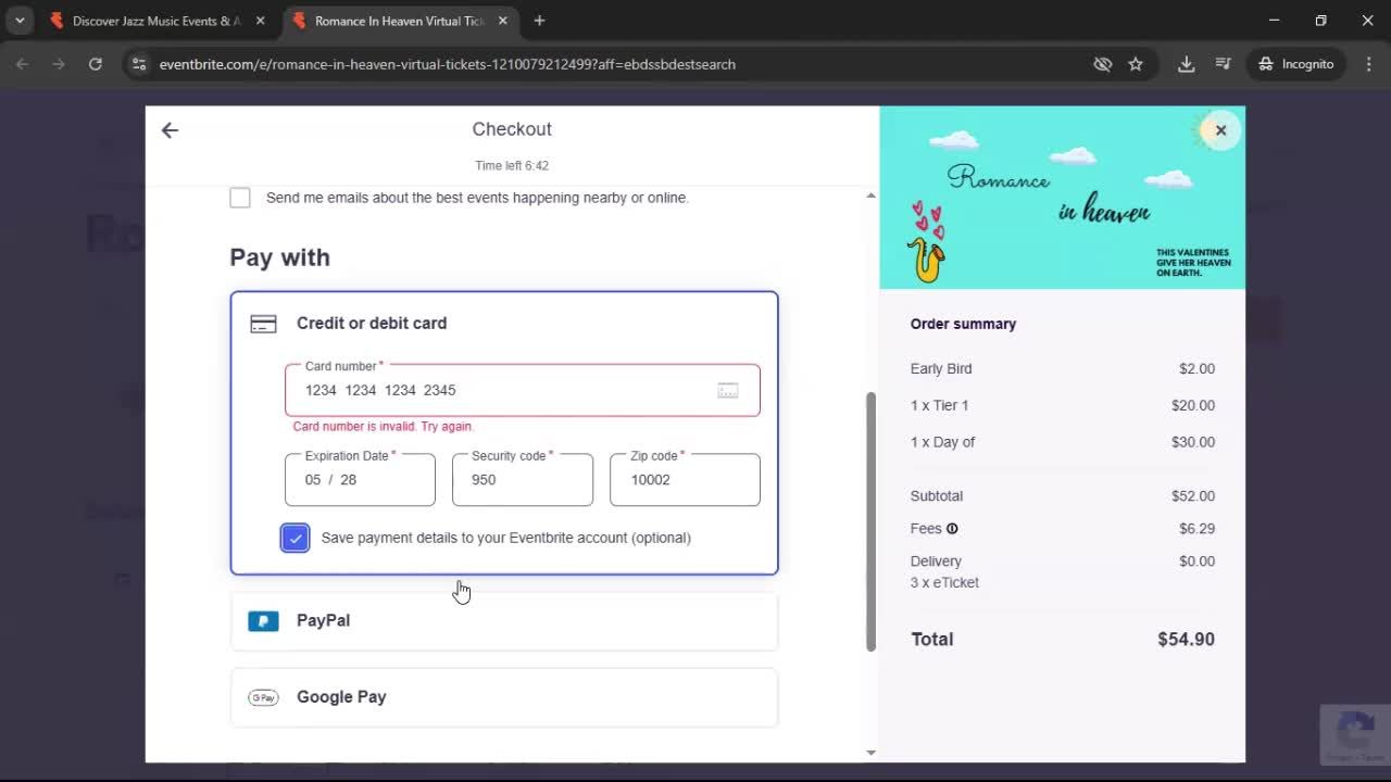 Buying a ticket screenshot
