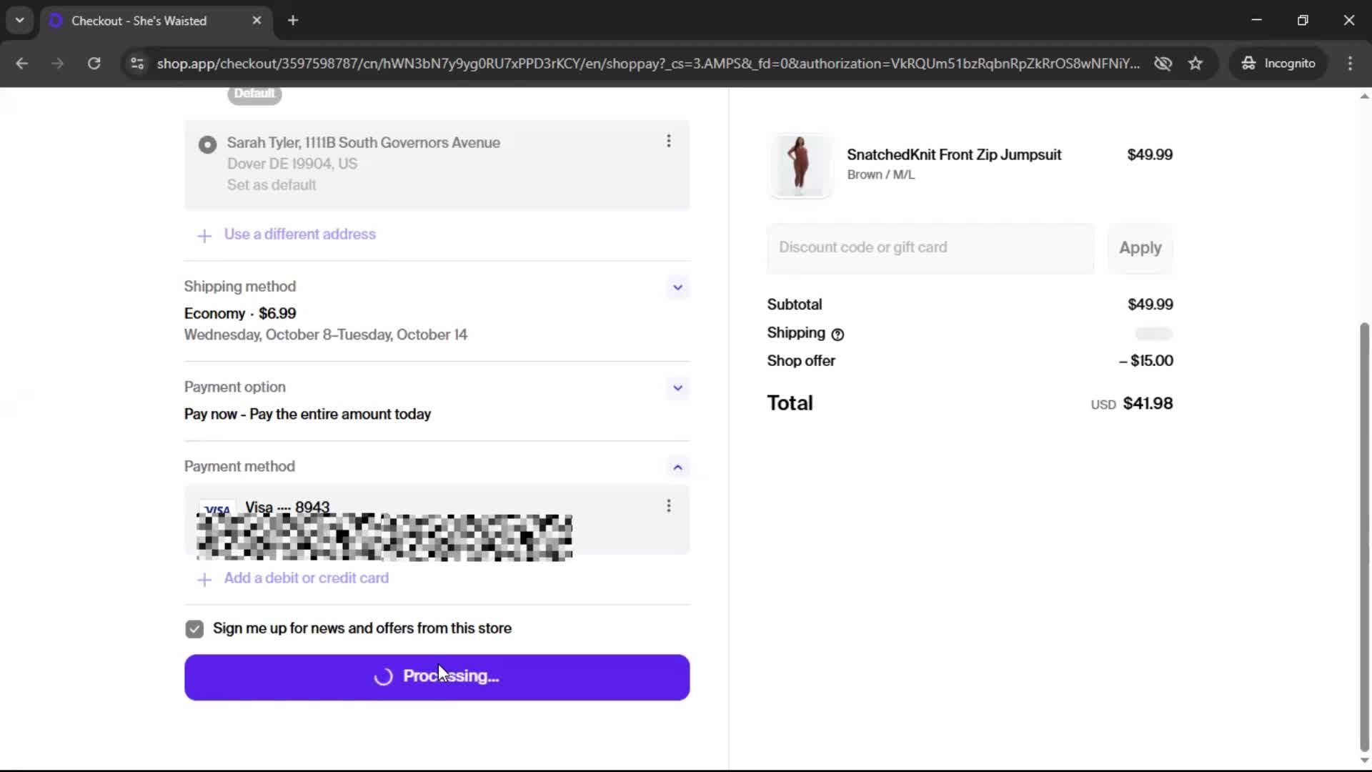 Buying something screenshot