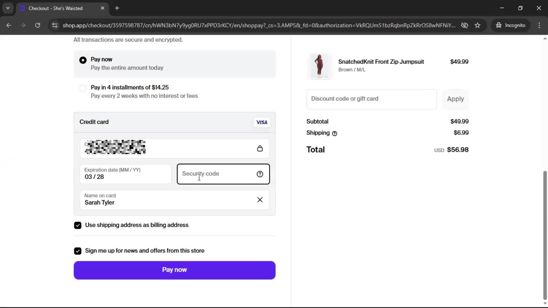 Buying something screenshot