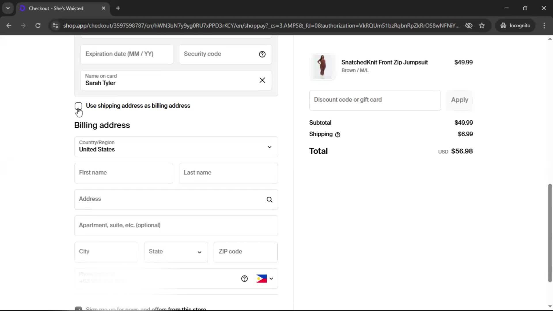Buying something screenshot