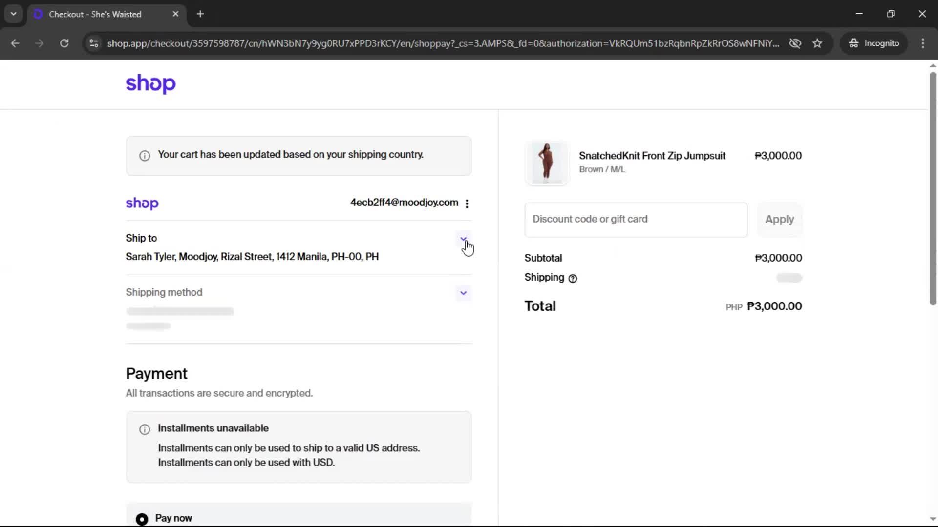 Buying something screenshot