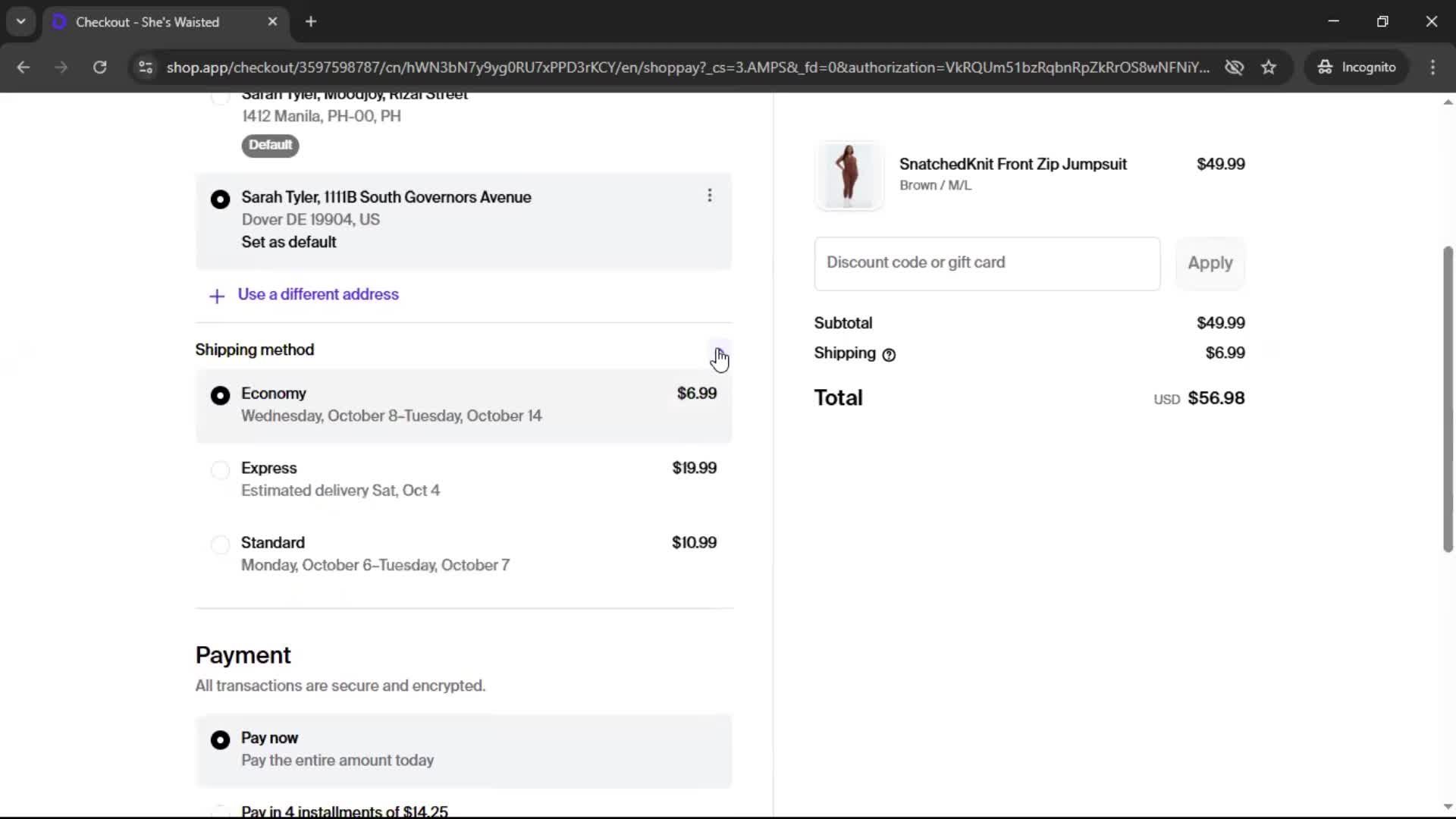 Buying something screenshot