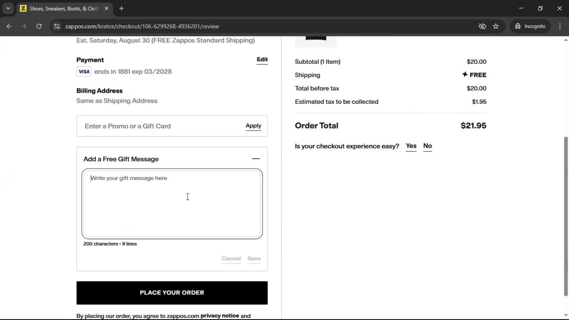 Buying something screenshot