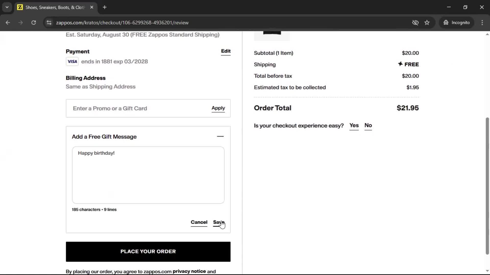 Buying something screenshot