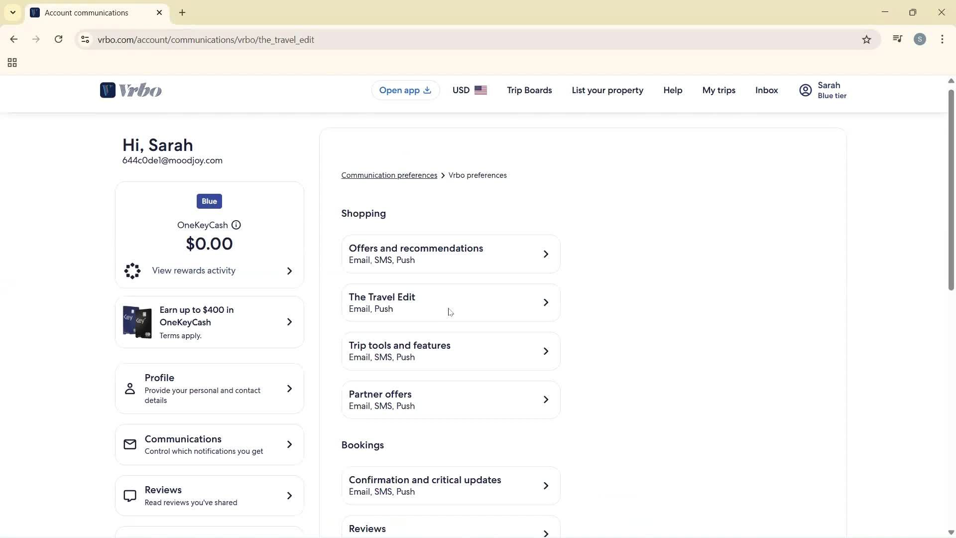 Communication settings screenshot