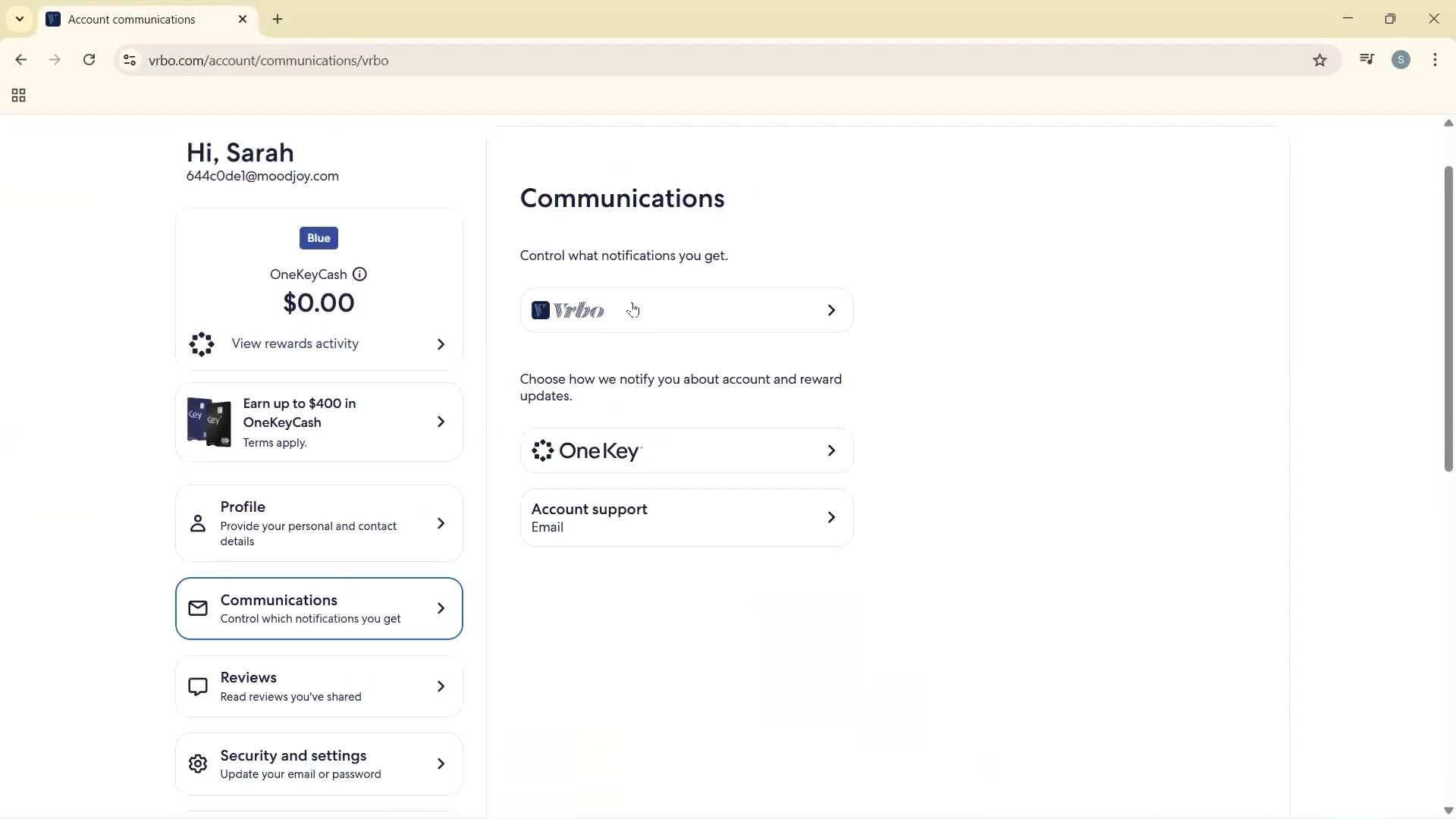 Communication settings screenshot