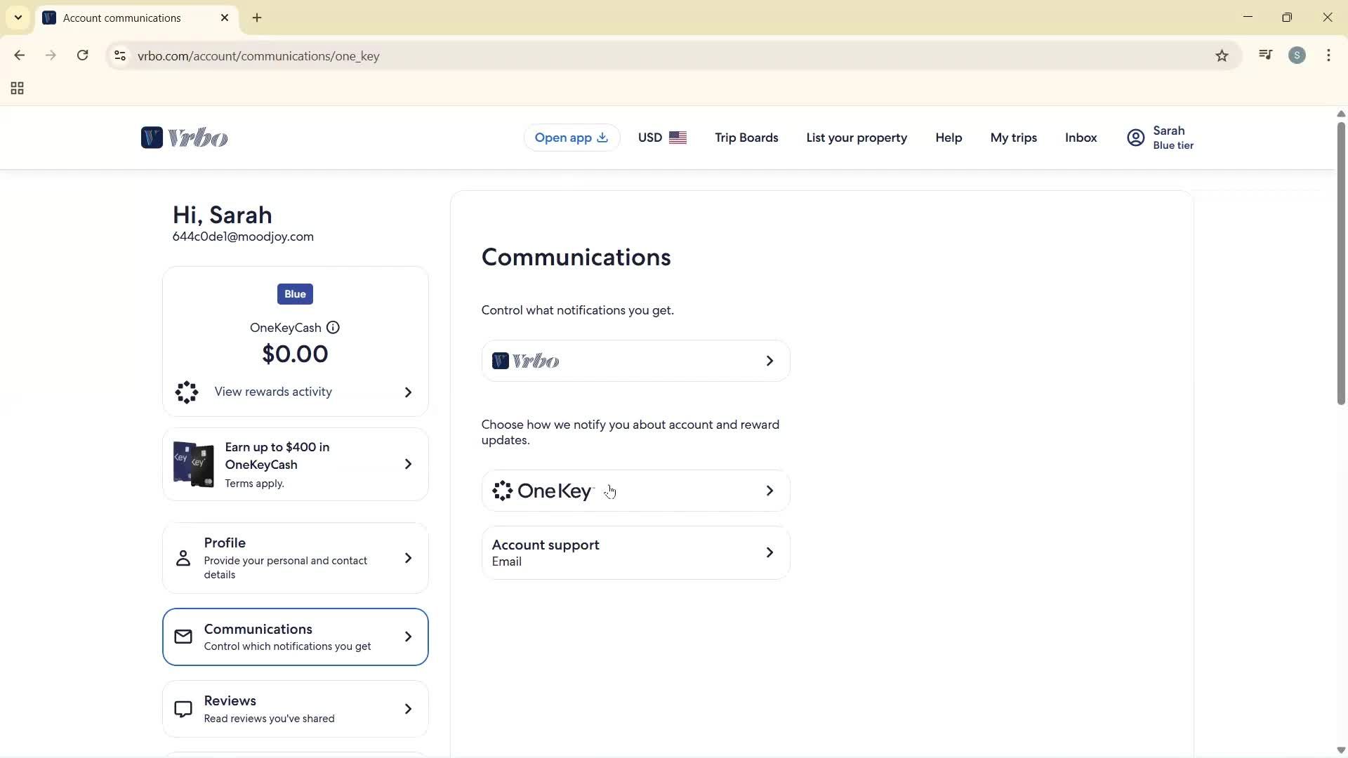 Communication settings screenshot