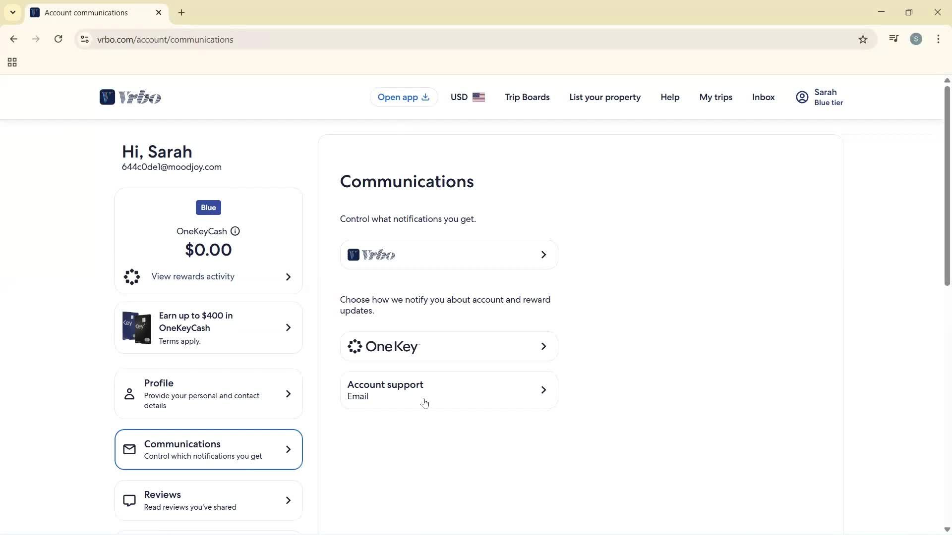 Communication settings screenshot