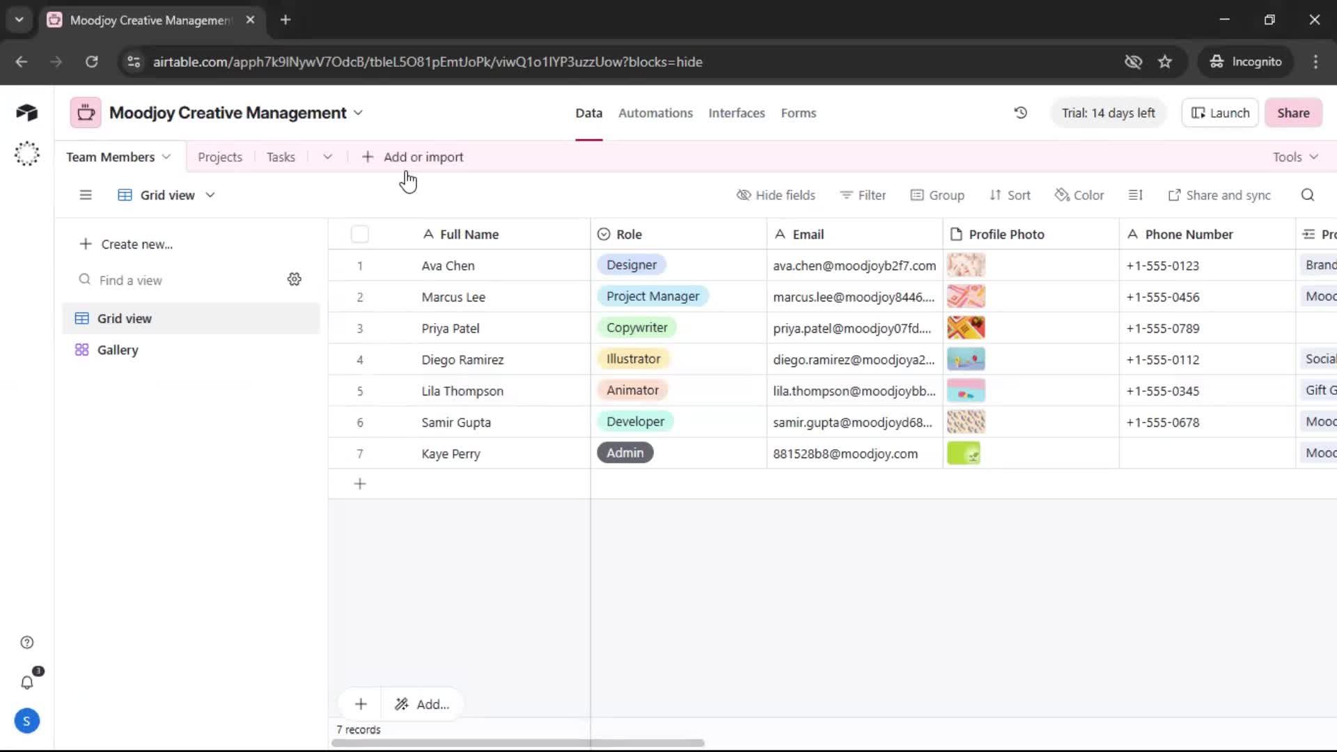 CSV import screenshot