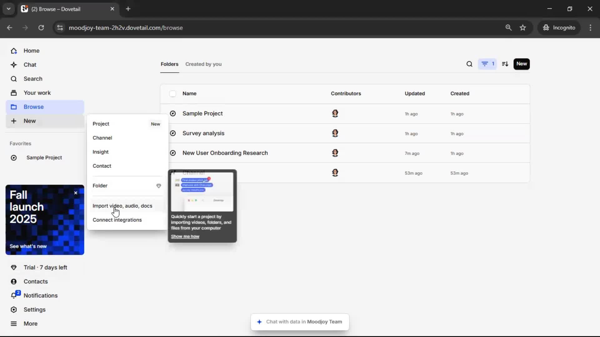CSV import screenshot