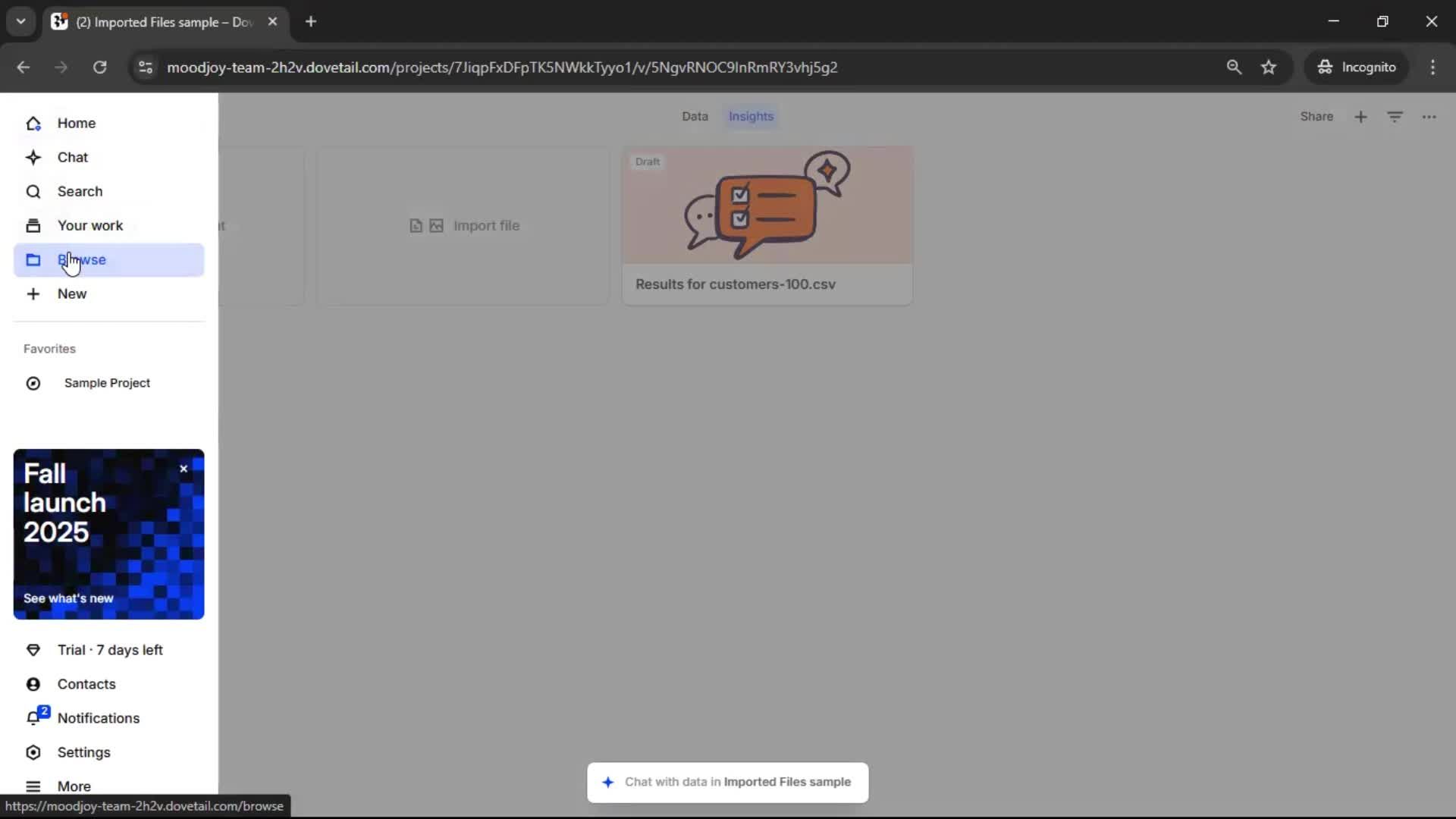 CSV import screenshot
