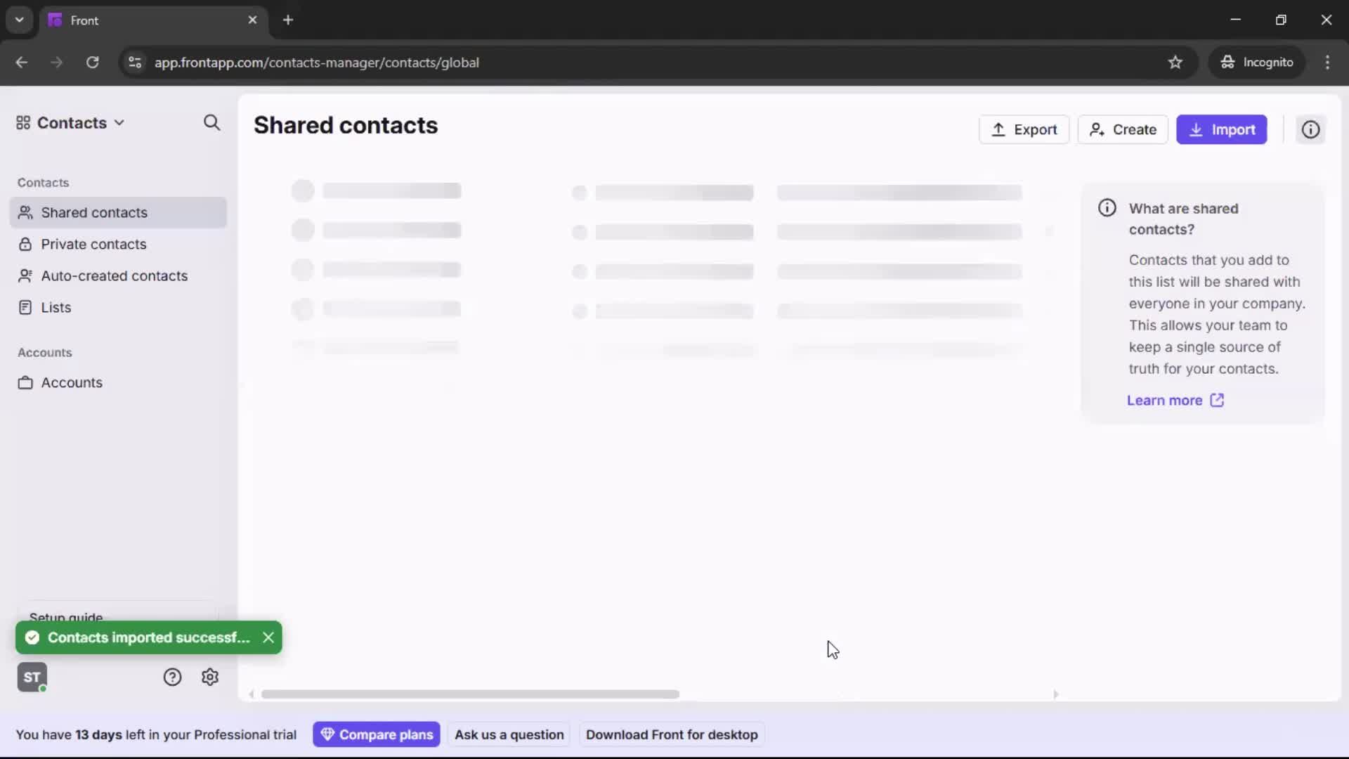 CSV import screenshot