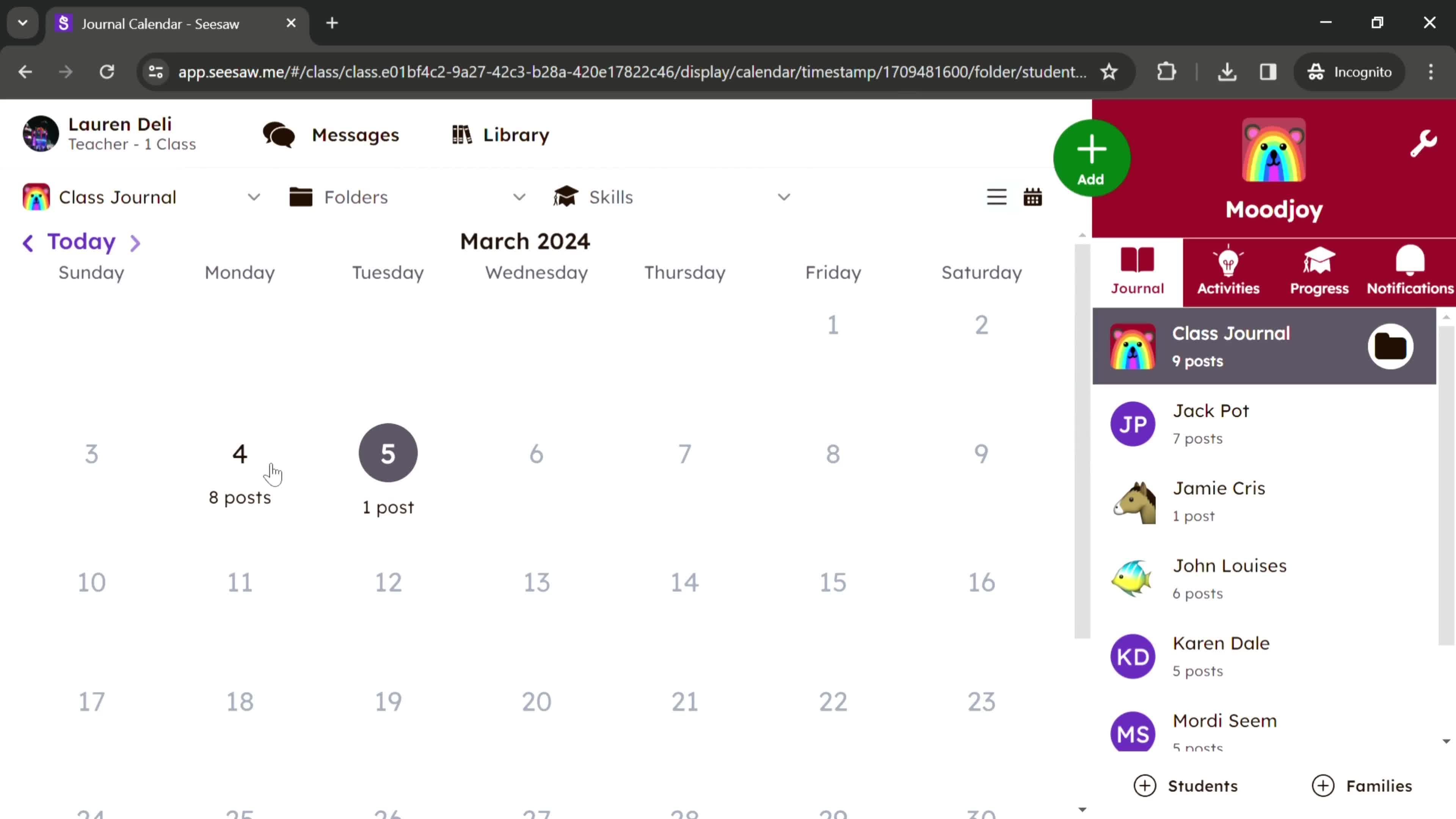 Calendar view on Seesaw video thumbnail